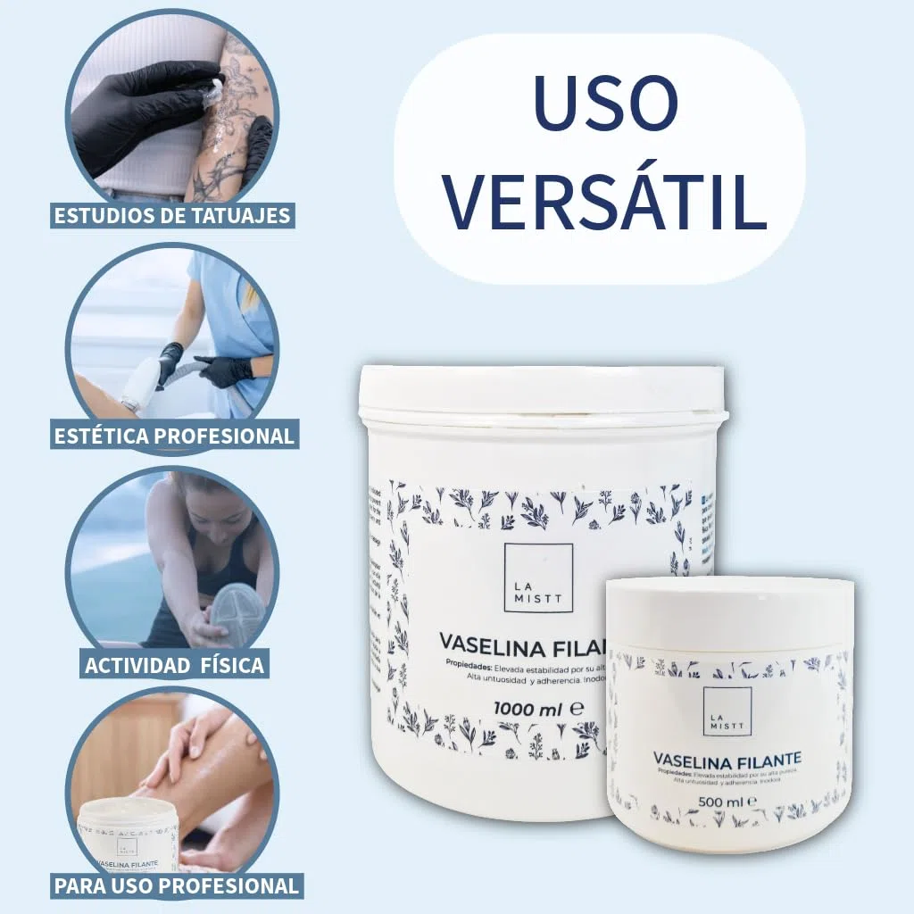 Vaselina Filante 1000 mL | Fórmula Mejorada Uso Dermatológico y Profesional | Vaselina Pura 1 Kg Cuidado de Tatuajes Vaselina Neutra