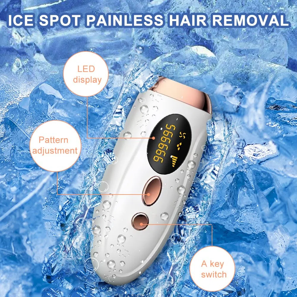 Depiladora Electrica, Depiladora Laser, Depiladora Laser IPL con Función de Enfriamiento, Depiladora indolora para cara, axilas, brazos, piernas y cuerpo (Blanca)