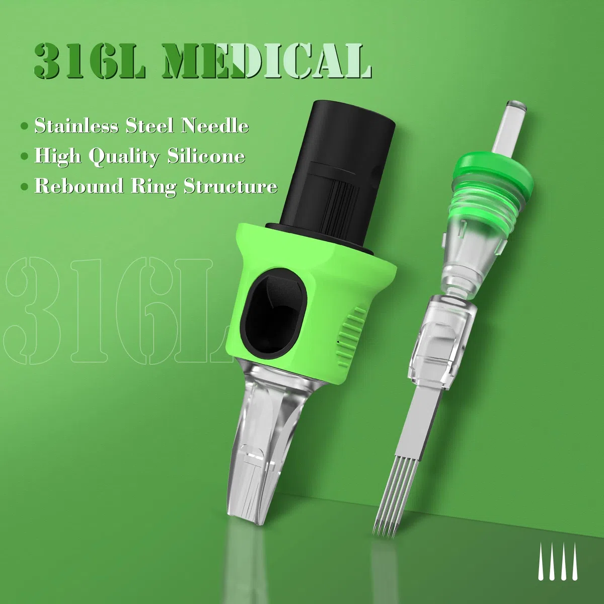 INKin Agujas Tatuaje de Silicona Surtidos,40 Piezas #10 Bugpin 0,3MM Round Magnum Agujas de Tatuar Misti(7RM 9RM 13RM 15RM 17RM) Diseño Mejorado para Proteger los Dedos Aguja de Cartuchos de Silicona