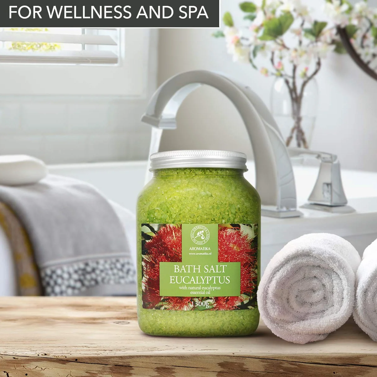 Sales de Baño 1300g con Aceite Esencial de Eucalipto Natural - Mejor para un Buen Sueño - Alivio del Estrés - Belleza - Relajante - Baño - Cuidado Corporal