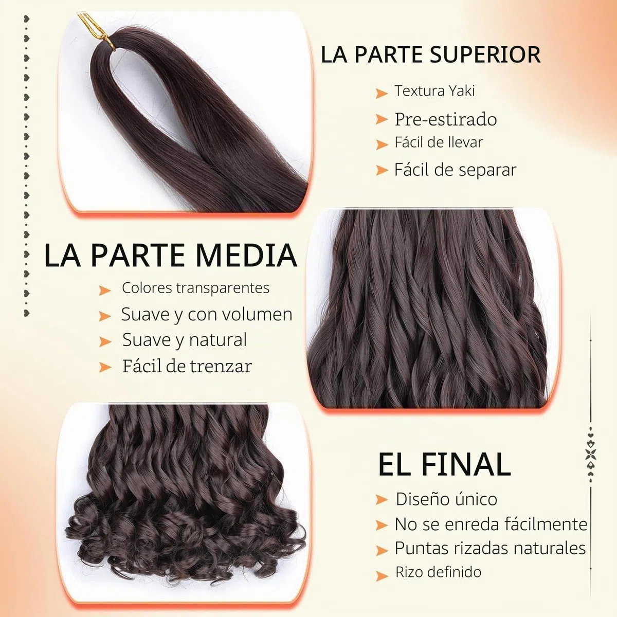 8 Packs French Curl Braiding Hair 24 Inch Loose Wave Spiral curly braiding hair extensions 75g/Pack Soft French Curls Synthetic Hair Extensions for Braiding（4#）