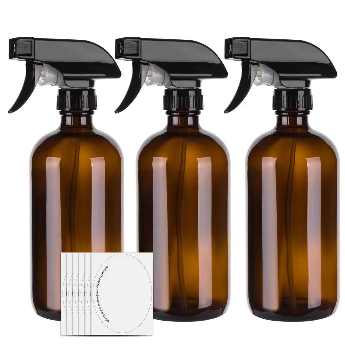 Botellas de vidrio vacías de 500 ml para limpieza, botella de agua de niebla para cabello, jardinería y aceites esenciales, pulverizador de gatillo ajustable con ajustes de flujo de