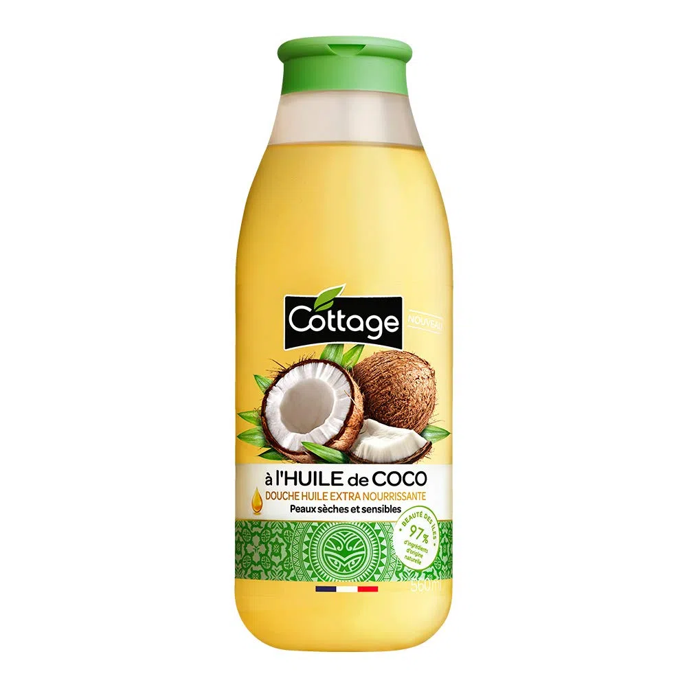 Cottage Aceite de ducha extra nutritivo con aceite de coco, piel seca y sensible, 560 ml