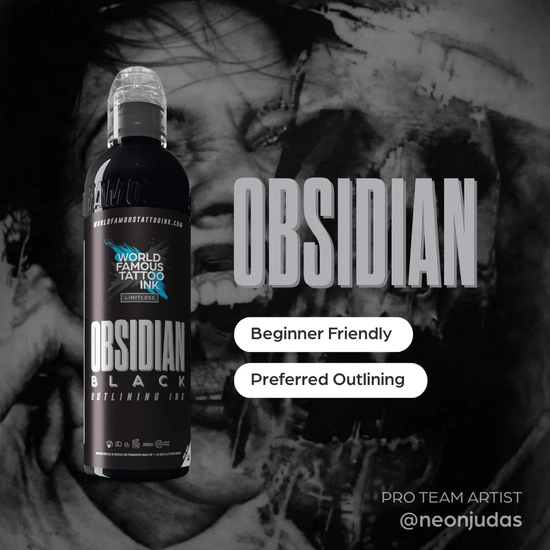World Famous Tattoo Ink Limitless – Obsidian Outlining – Tinta profesional para tatuajes – Cumple con REACH – 240 ml