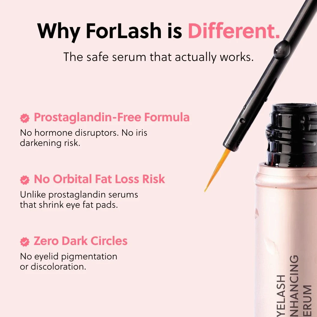 ForChics ForLash Suero de Crecimiento de Pestañas - Potenciador de Pestañas para Pestañas Más Llenas, Gruesas y Largas - Amplificador de Pestañas Orgánico y Engrosador Esencial | Vegano y Libre de
