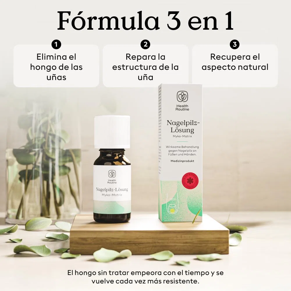 Health Routine Myko-Matrix solución antimicótica para uñas — Dispositivo médico CE para uñas dañadas — Tratamiento con aceite de árbol de té y aceites esenciales — desarrollado en Austria
