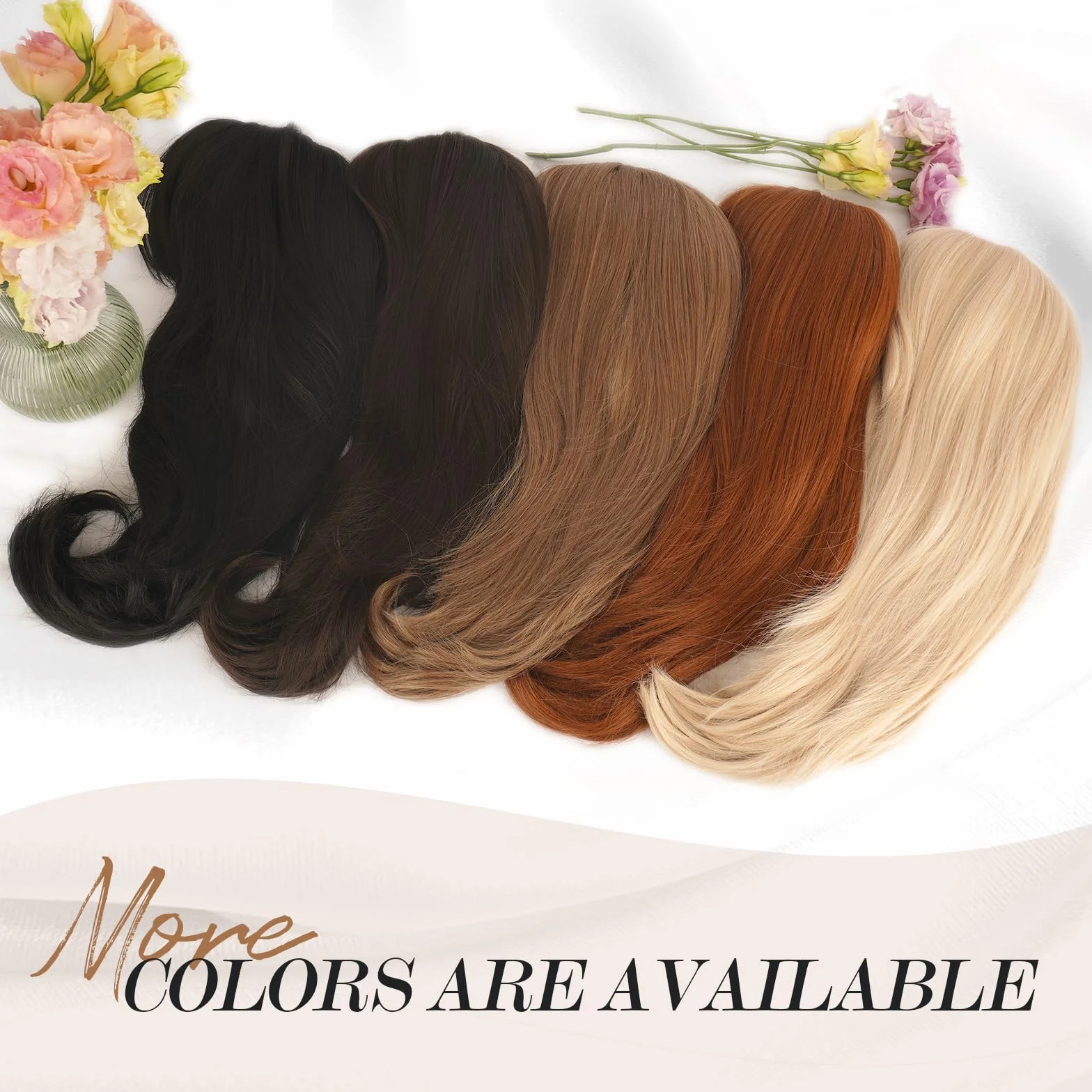 FESHFEN Larga Pelucas con Flequillo, Sintética de Cabello Natural Peluca de Pelo para Mujeres, 45 cm Negro