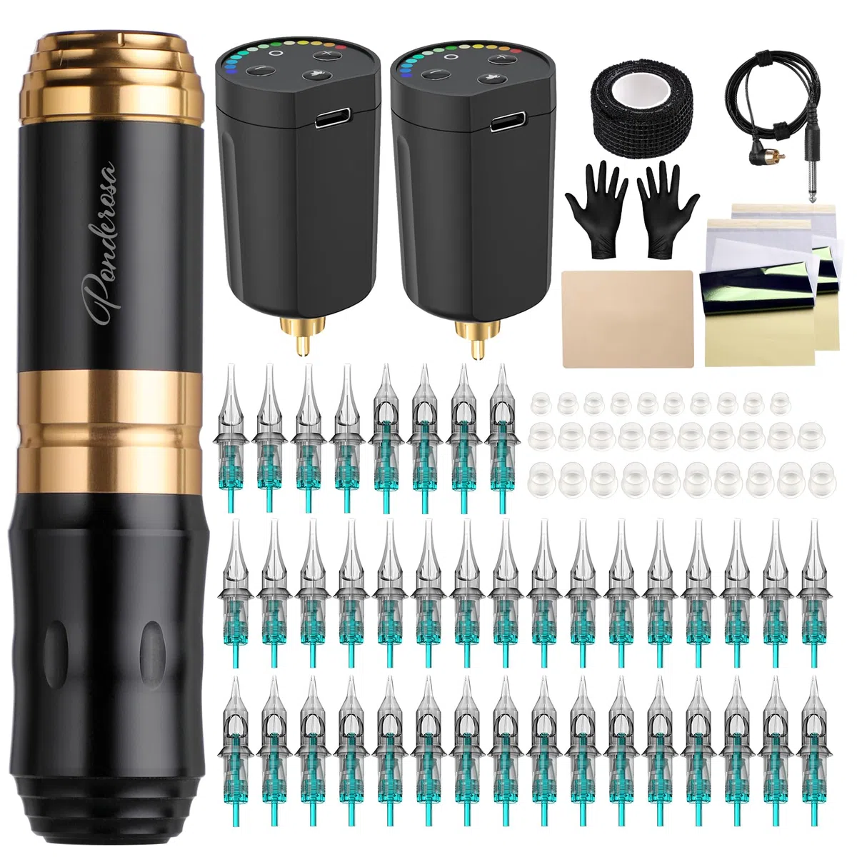 STIGMA Maquina de Tatuar Inalámbrico con 2 Baterías, 40 Agujas de Cartucho de Tatuaje, 2800mAh Batería para Tatuaje,Tattoo Kit, Kit de Tatuaje para Principiantes