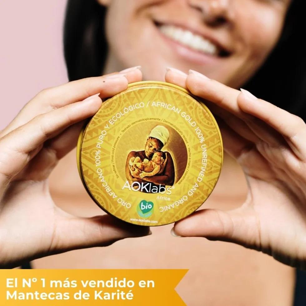 AOKlabs - Oro Africano | SIN REFINAR, PURO, ECOLÓGICO | Manteca de Karité 100% Natural | HIDRATANTE Y REGENERATIVO | Cuidado Integral Piel | CARA CUERPO Y CABELLO | (200 ml)