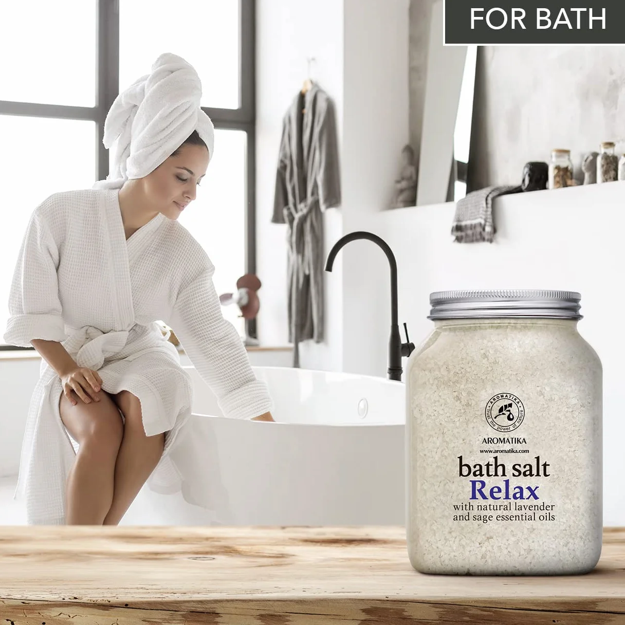 Sales de Baño Relajantes 1300g con Aceite Esencial de Lavanda y Salvia - Poseen Propiedades Beneficiosas para Lograr un Buen Descanso y Reducir el Estrés - Cuidado Corporal - Baños Relajante