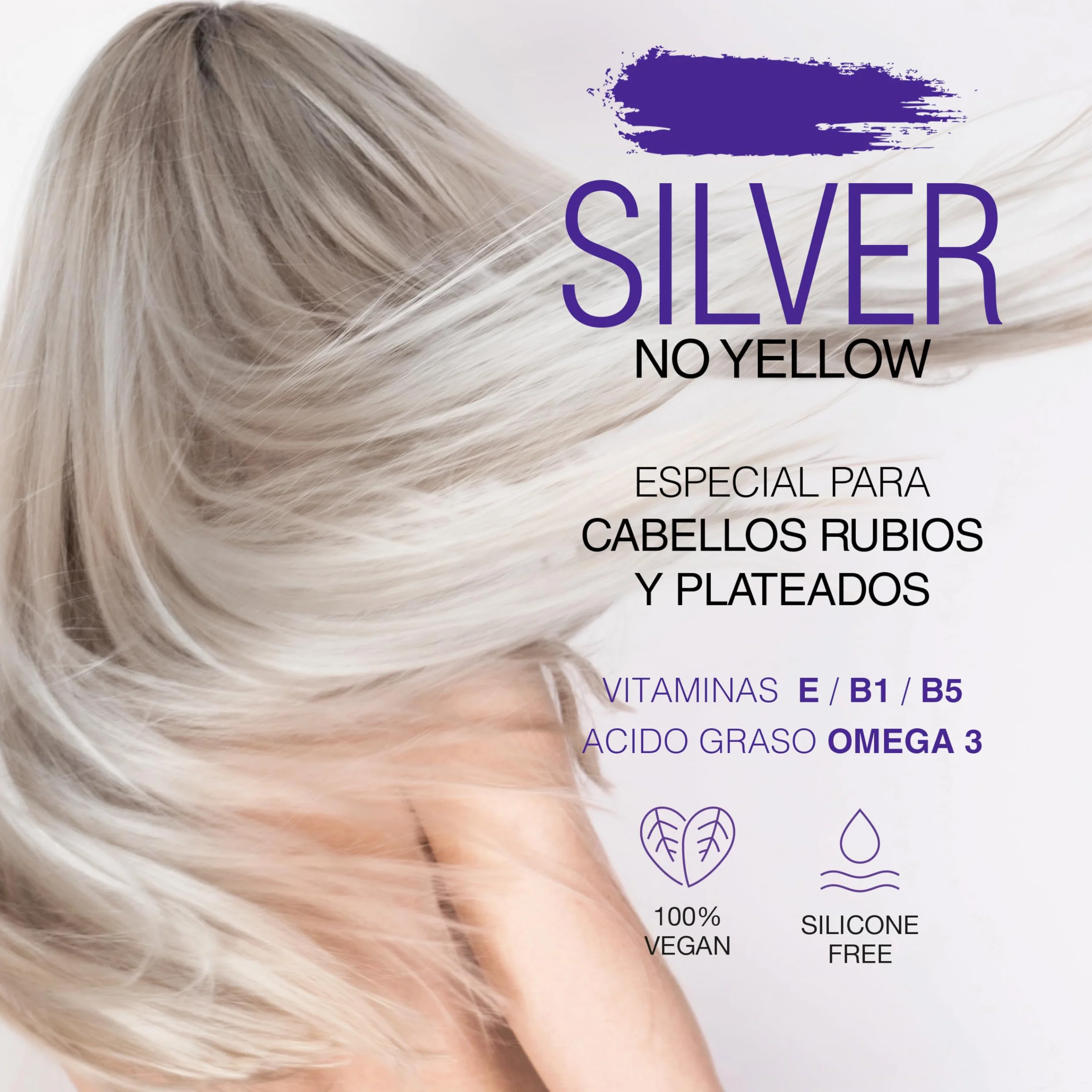 NAVIR Profesional | Champú Morado y Mascarilla SILVER | Matizador para cabellos grises, rubios y decolorados (Champú 300 ml + Mascarilla 250 ml)