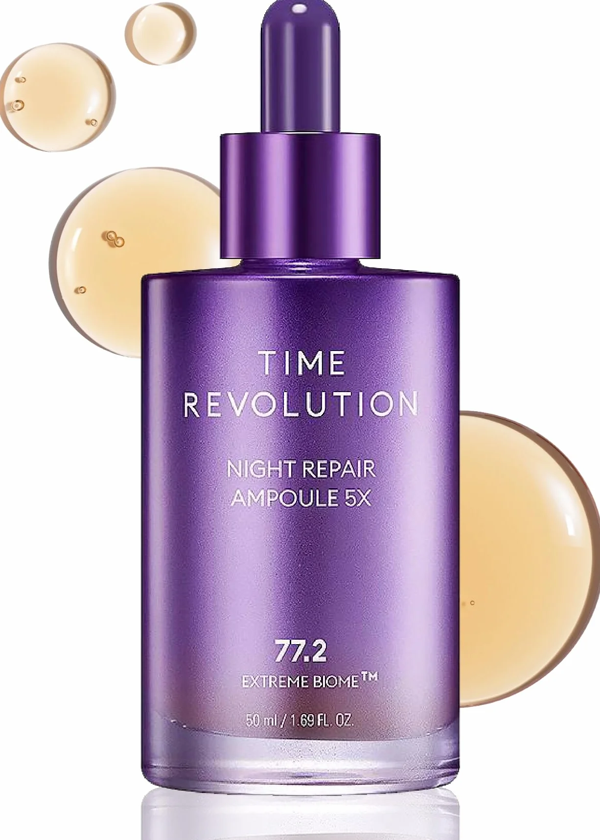 MISSHA Time Revolution Night Repair Face Serum Ampoule (5.ª generación) — Cuidado facial probiótico nocturno para revitalización y luminosidad, 1.69 fl oz