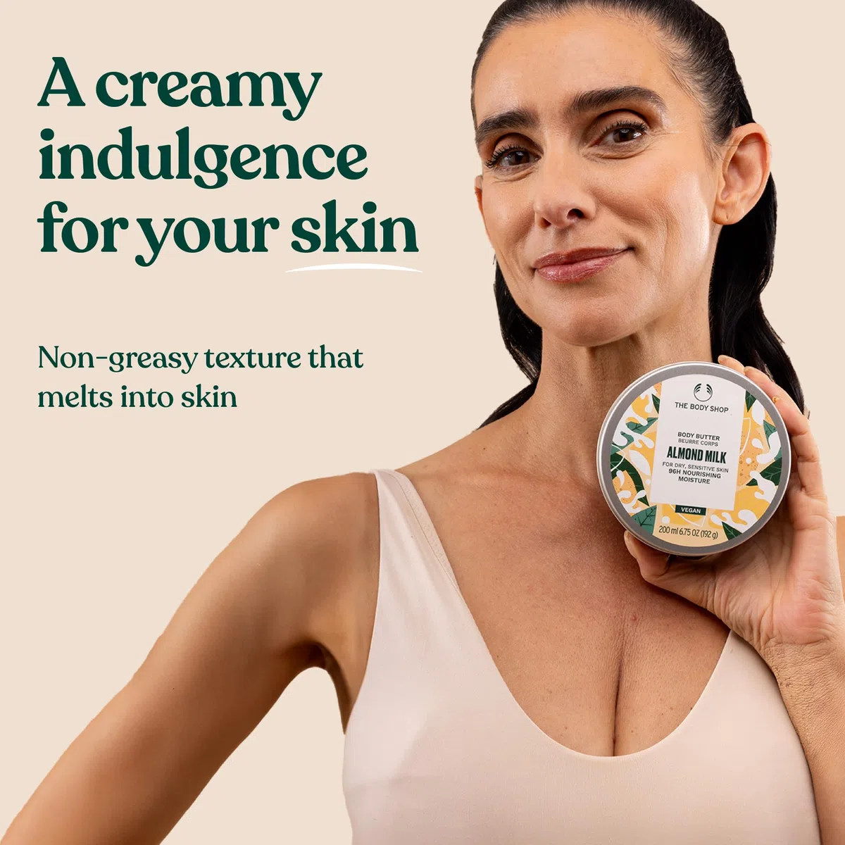 The Body Shop ALMOND MILK Body Butter Leche de almendras para pieles secas y sensibles96H Hidratante Karité Aceite Sésamo Cosmética Vegana Envase 200 ml