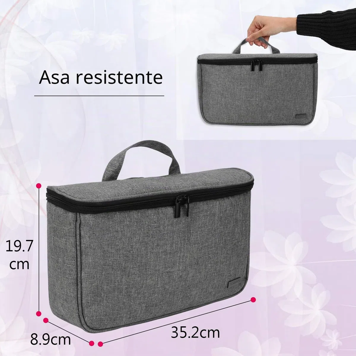 Teamoy Bolsa Viaje de Rizador de Pelo, Organizadora de Viaje para Accesorios Styler, Bolsa Cepillo Rizador de Pelo, Bolsa para Rizador Secador, Gris