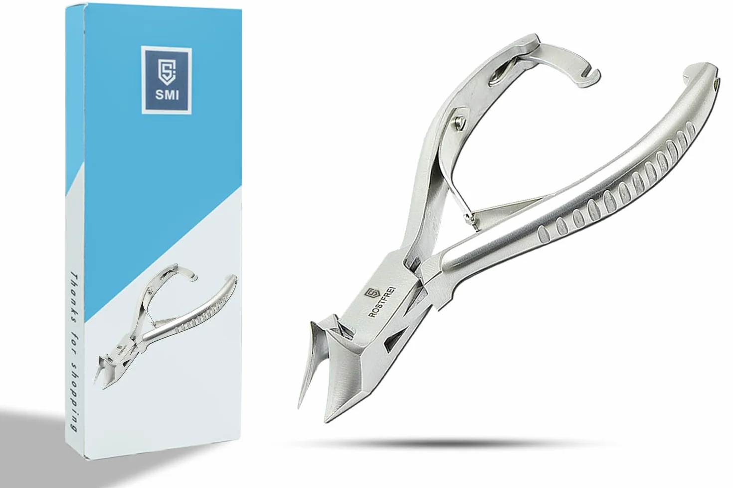 SMI Alicates Cortauñas Profesional para Pies Cabezal Curvo 14 cm, Podología Cortaúñas de Pies para Uñas Gruesas y Encarnadas, Herramienta de Precisión Acero Inoxidable con Bloqueo Niños