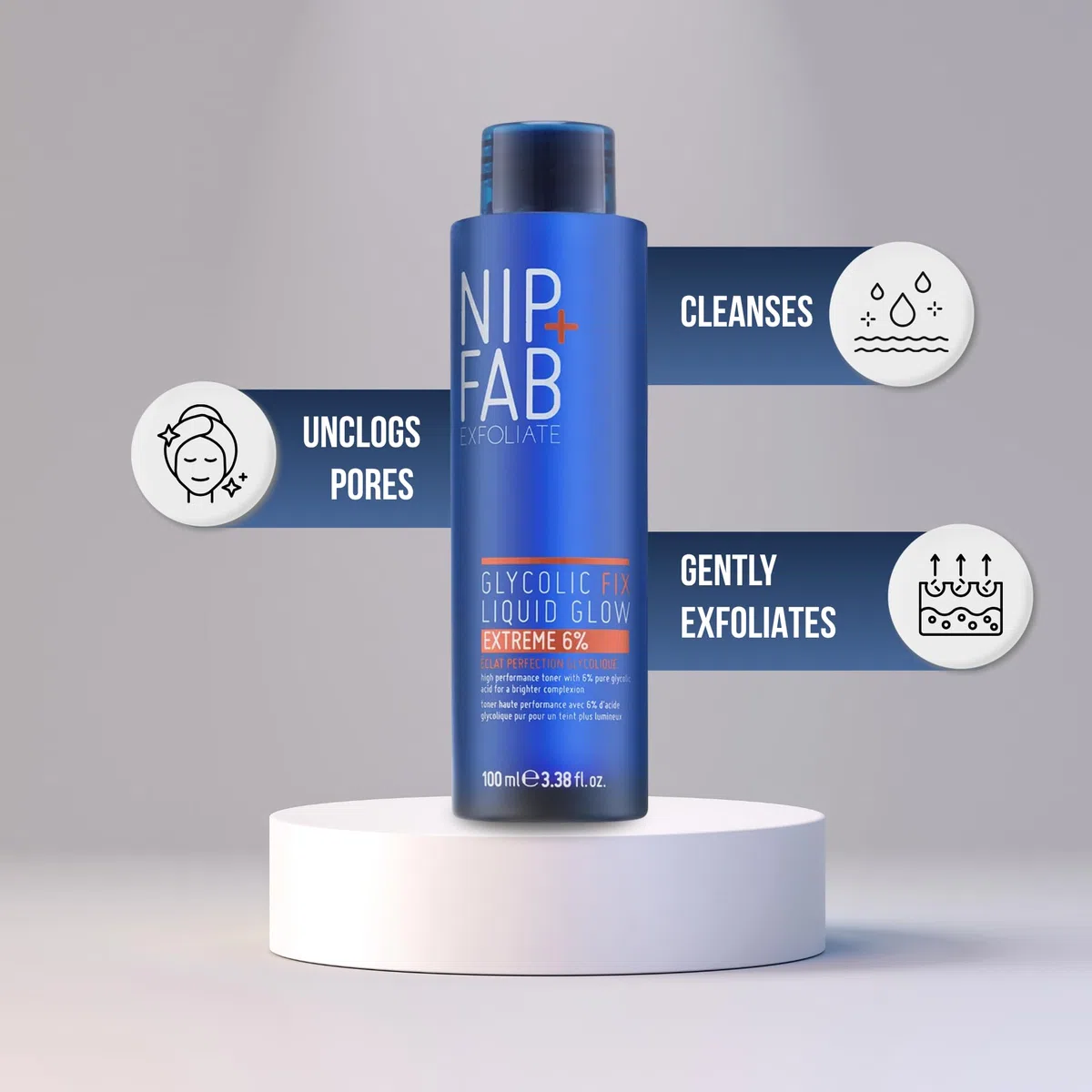 Nip + Fab Glycolic Acid Fix Liquid Glow Extreme 6% | Peeling Líquido | Exfoliante Facial | Ácido Glicólico | 100 ml