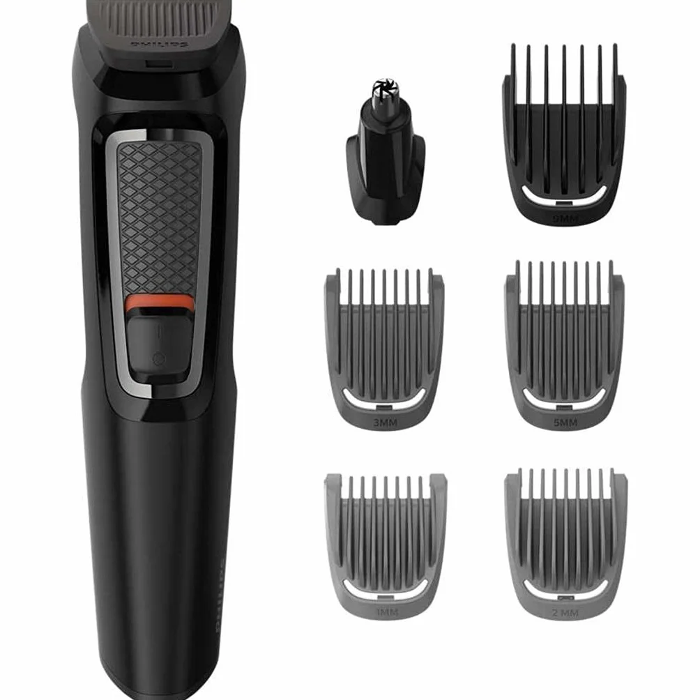 Philips Recortadora de Barba Serie 3000, Barbero, Máquina Cortar Pelo, Cortapelos Hombre, Kit 7 en 1 Para Cara, Pelo, Orejas y Nariz, 60min de uso, En Seco y Húmedo, Recargable, Funda, MG3720/15