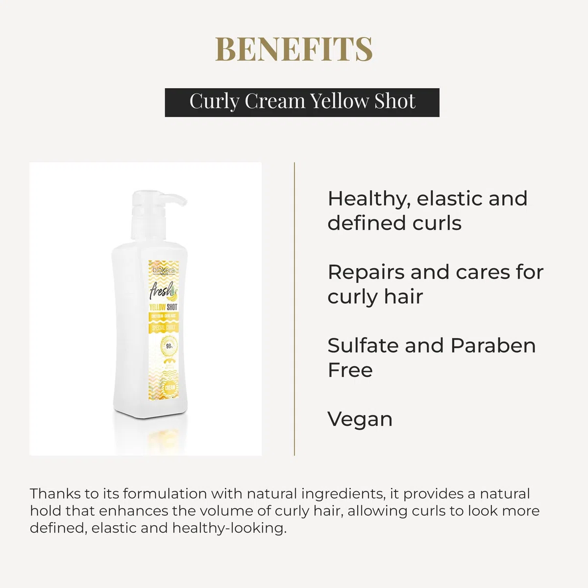 SALERM - Activador de Rizos en Crema - Curly Cream Yellow Shot - 300 ml - Biokera Fresh - Rizos Definidos - Hidratación Profunda del Cabello - Elimina el Encrespamiento - Sin Sulfatos ni Parabenos