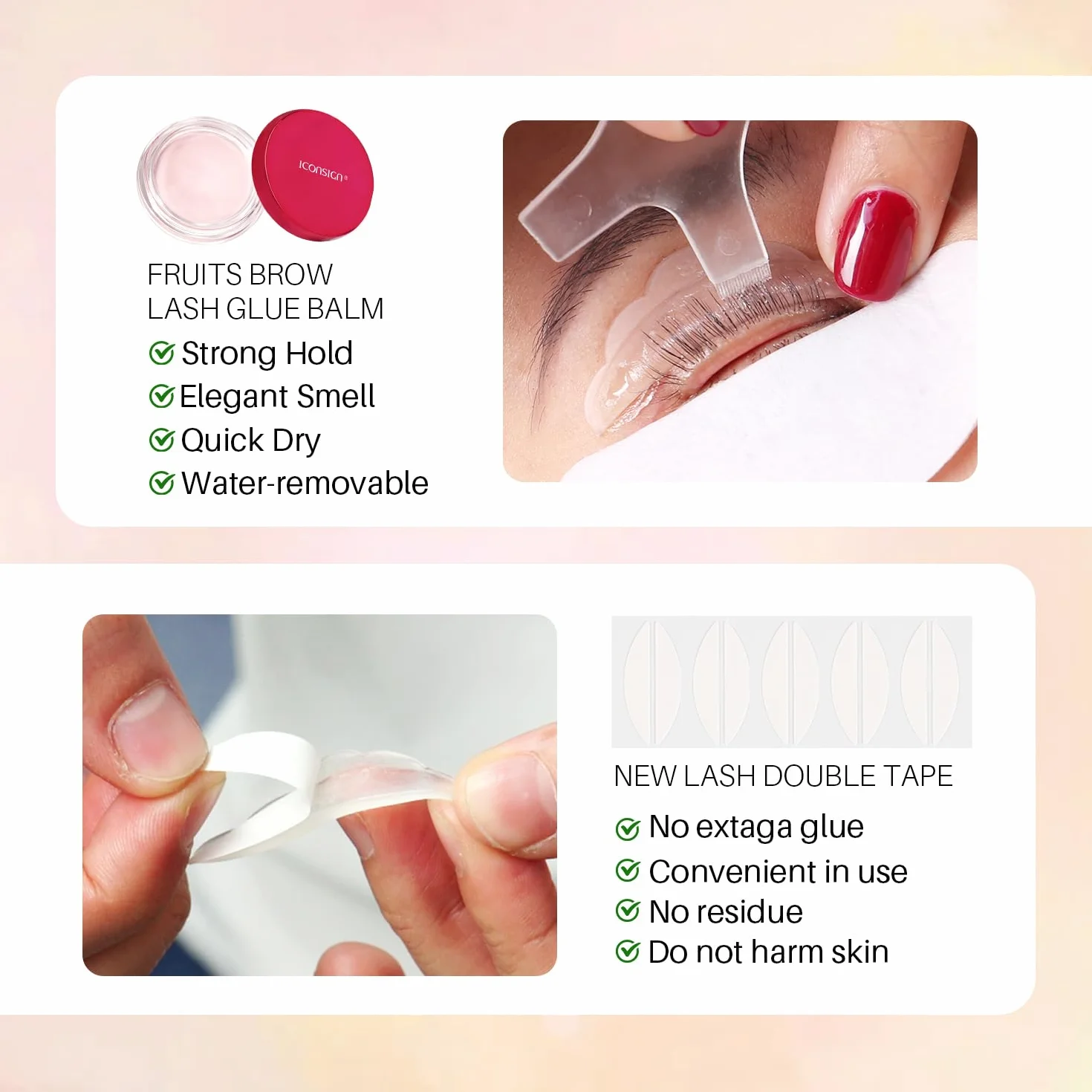 ICONSGIN Kit Mejorado de Elevación de Pestañas, Kit de Permanente de Pestañas con Bálsamo de Pegamento Elevador de Pestañas Semi-Permanente, Calidad de Salón de Belleza