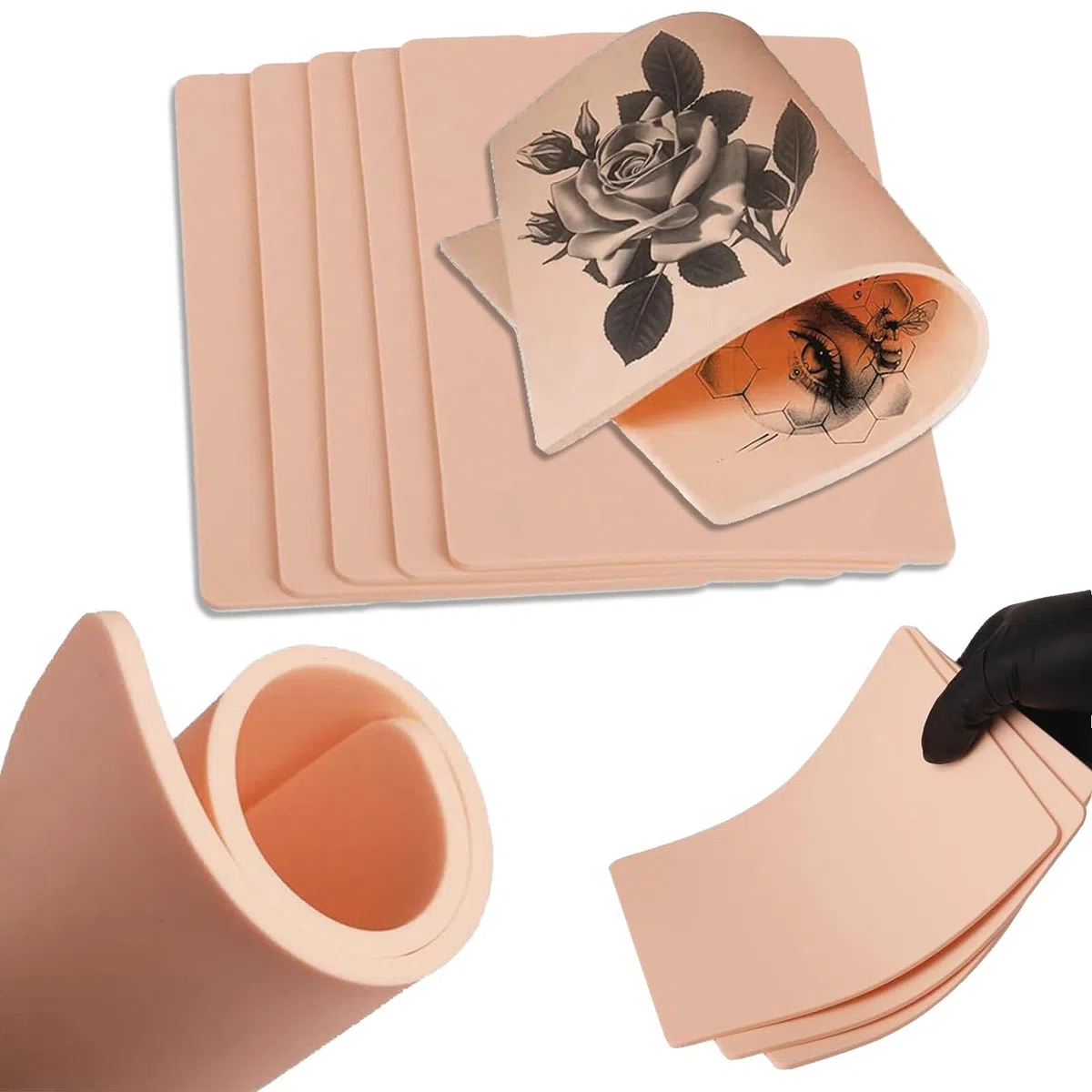 3mm Piel de Práctica de Tatuaje - PEPAX 10 Piezas 19 x 14 cm Piel de Práctica de Tatuajes en Blanco Piel de Tatuaje Falsa de Doble cara para Principiantes y Artistas