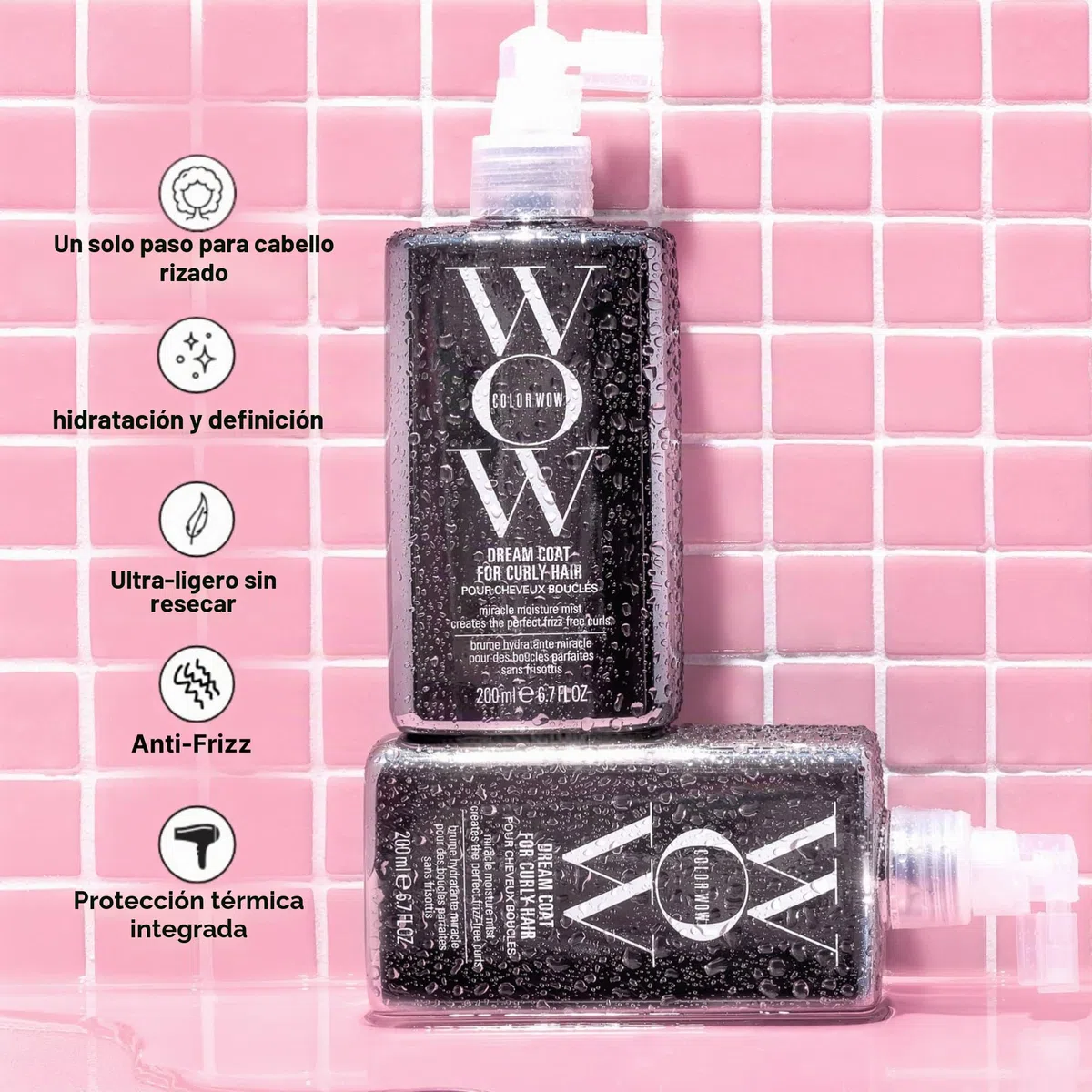 Color Wow Dream Coat Curly Hair Spray - Spray anti-encrespamiento para pelo rizado - Laca ultraligera para rizos perfectos - Larga duración y brillo - Producto de peinado para cabello rizado - 200 ml