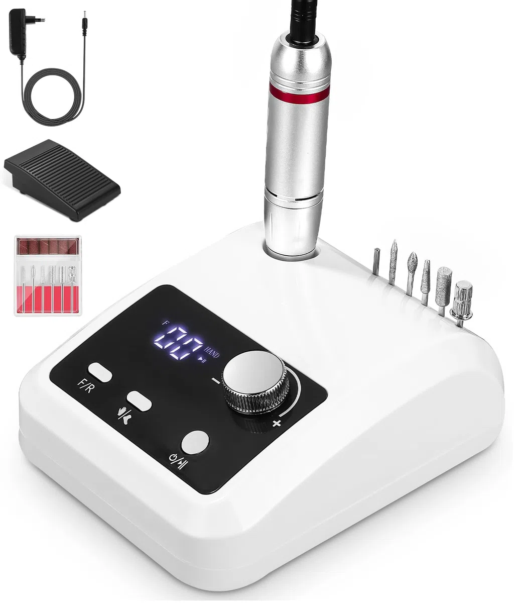 Torno para Uñas Profesional 45000 rpm, Drill para Uñas Profesional, Nail Drill, Lima Electrica Uñas, Torno Pedicura para Manicura, Pulido y Eliminación de gel de Uñas Acrílicas