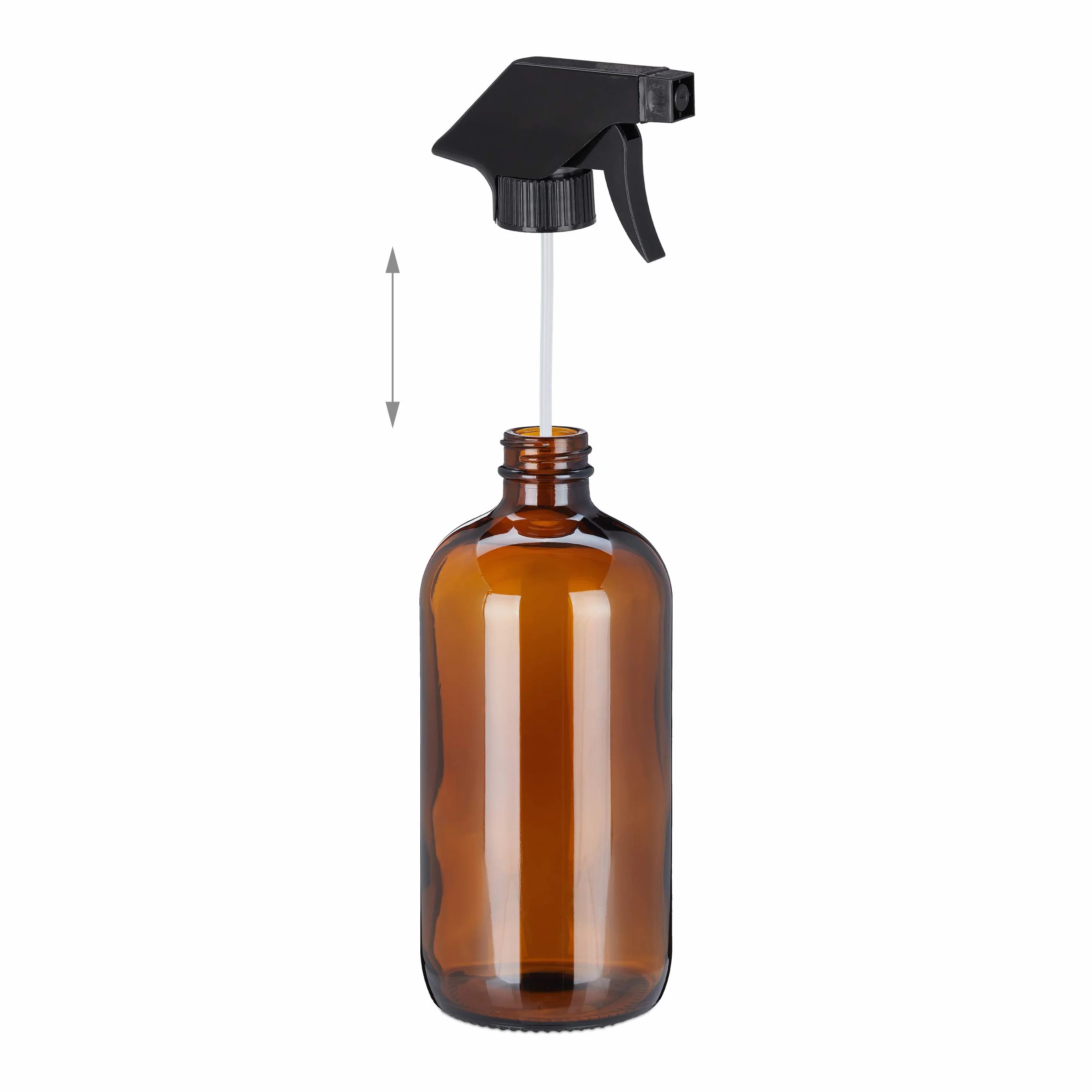 Relaxdays Pulverizador Agua Cristal, 2 x 500 ml, Boquilla Niebla y Chorro, Cuidado Pelo, Rellenable, Atomizador, Marrón