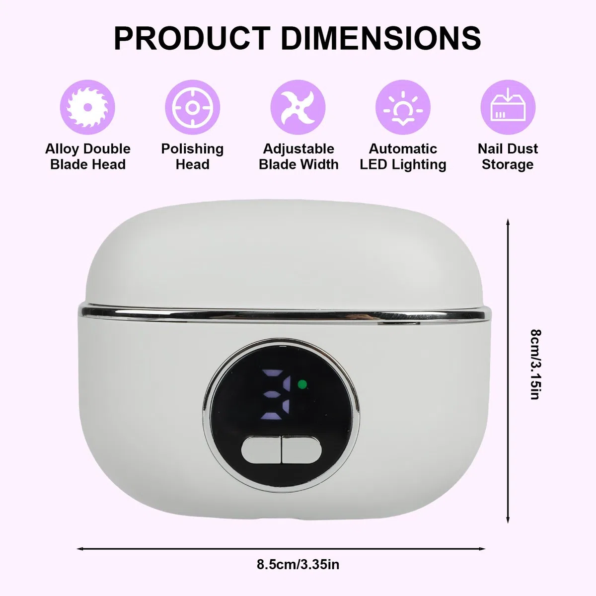 Cortauñas Electrico y Pulidor 3 en 1, 3 Velocidades Ajustable Cortauñas Electrico Pies con Luz LED y Recipiente, Recortes de Uñas, Seguro y Silencioso para Bebés, Personas Mayores y Adultos (Blanco)