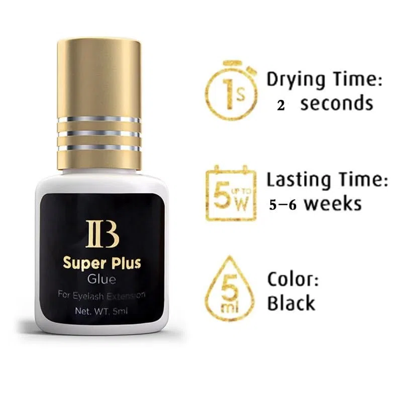 Pegamento para pestañas IB iBeauty de 5ml para extensión de pestañas. 5 gramos. Fabricado en Corea. Calidad profesional con fuerte adherencia (Super Plus 1 unidad (Dorado))