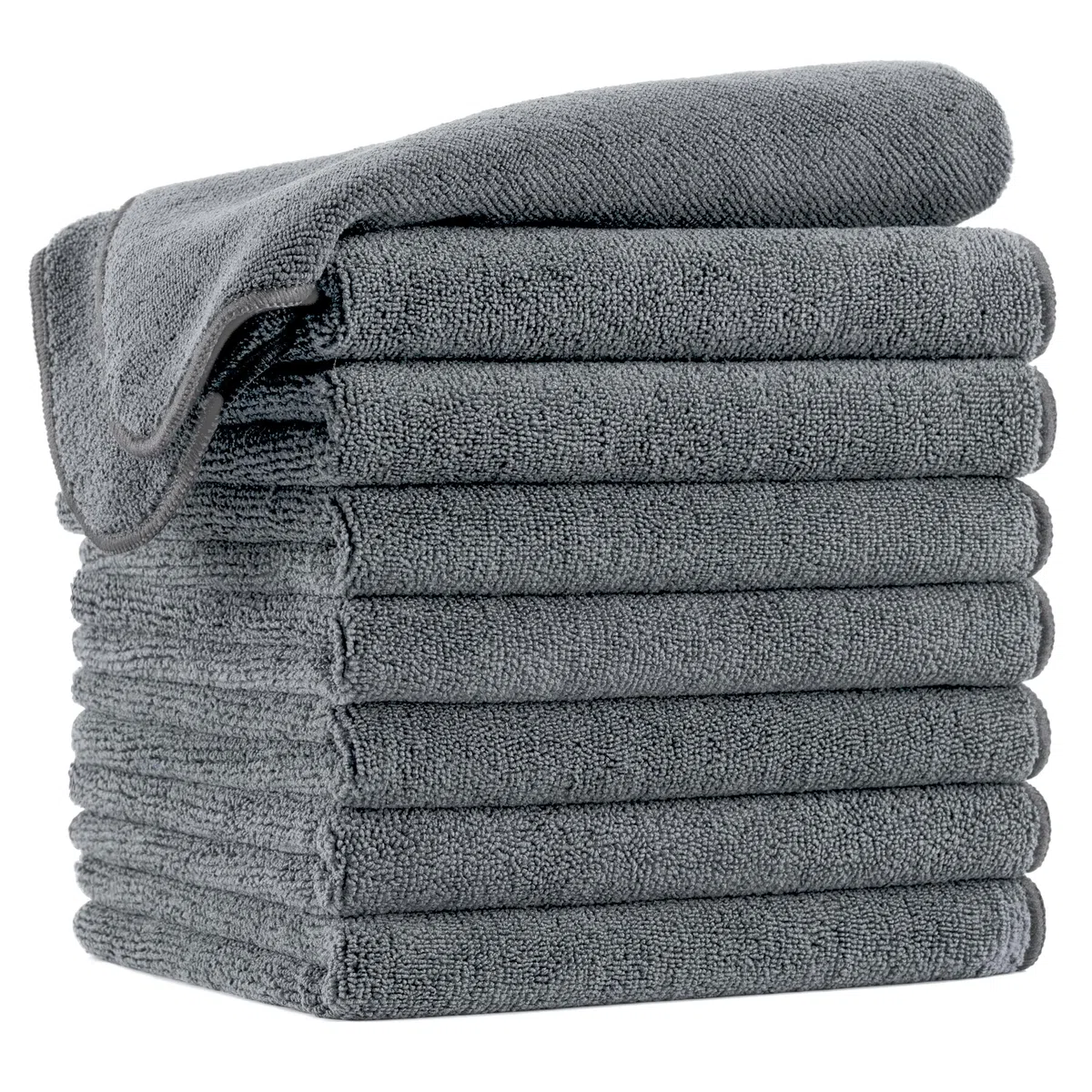 Polyte - Toalla de Microfibra antipelusa para el Cabello - Secado rápido - Profesional - 40,6 x 73,7 cm - Pack de 8 (Gris Oscuro)