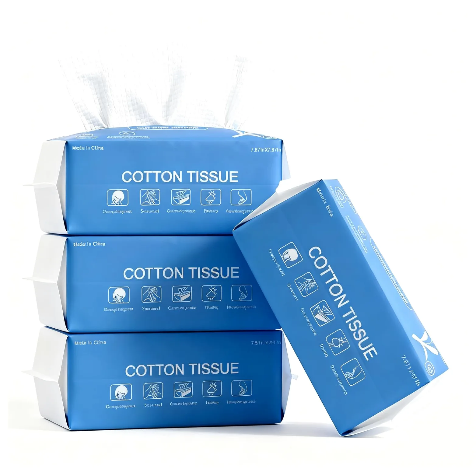 Toallitas faciales de algodón, desechables, tejido ultra suave y limpieza profunda, sin pelusa, para pieles sensibles, desmaquillantes y bebés, paquete de 4, 60 unidades