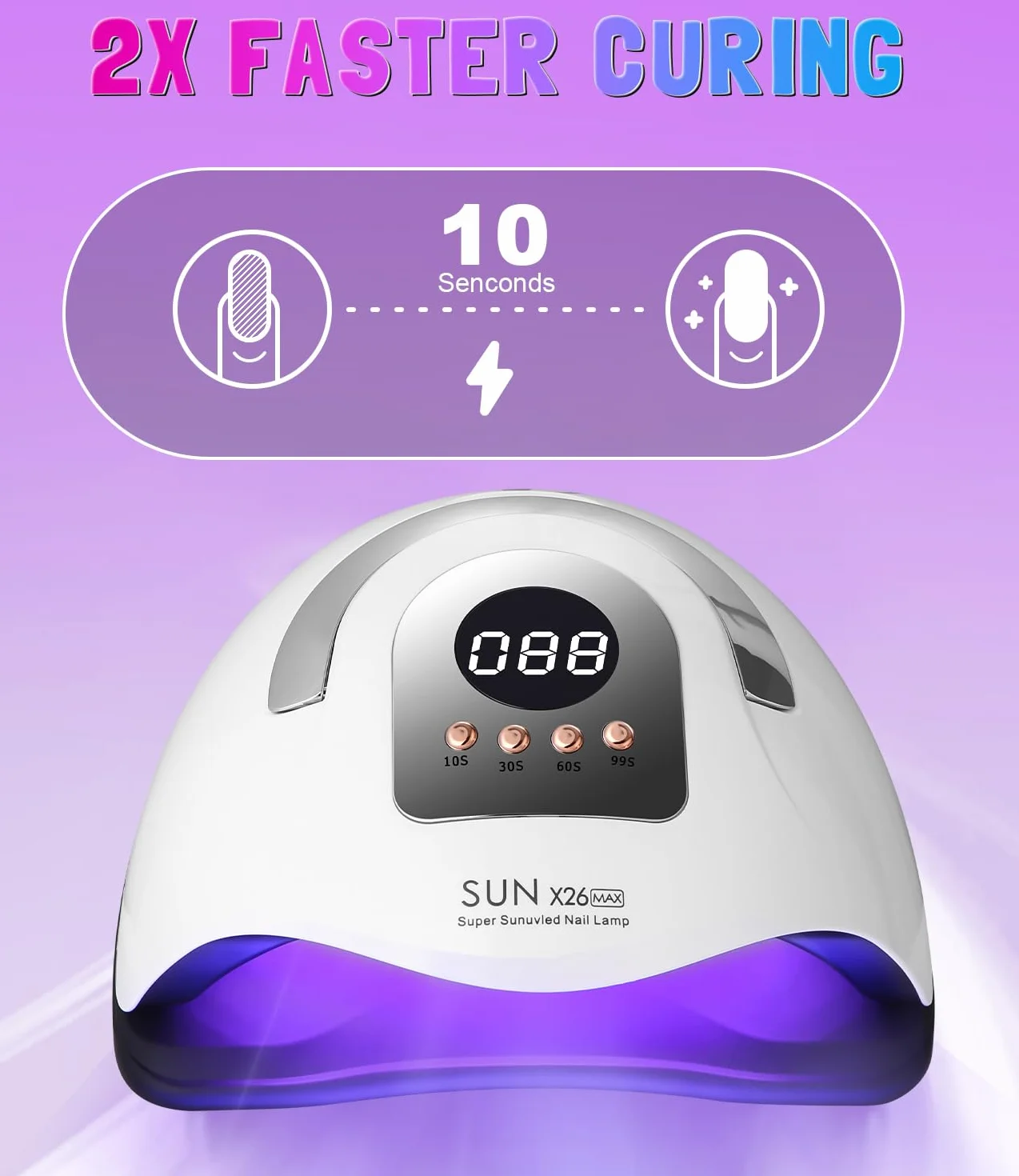 Profesional Lámpara de Uñas UV LED, 380W 81pcs de cuentas LED Curado de Esmalte de Gel Secador de Uñas Rápido, con Función de Temporización para Manicura/Pedicure Nail Art en el Hogar y Salón