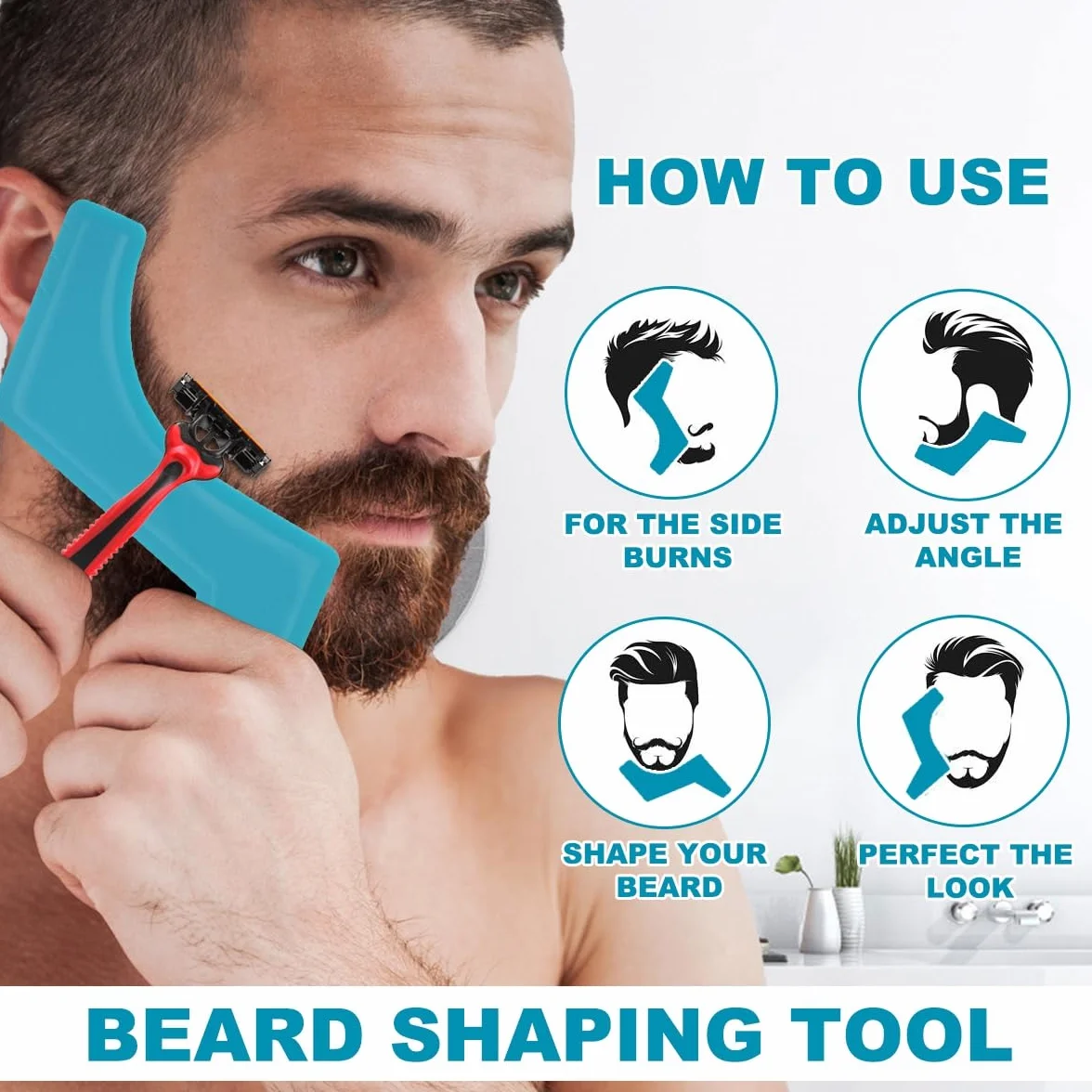 Kit de cuidado de barba para hombres con aceite,cepillo, peine,champú,bálsamo para barba,corte de hu zi,bolsa de almacenamiento esencia de barba - Regalo original para hombres,Navidad y Día del Padre