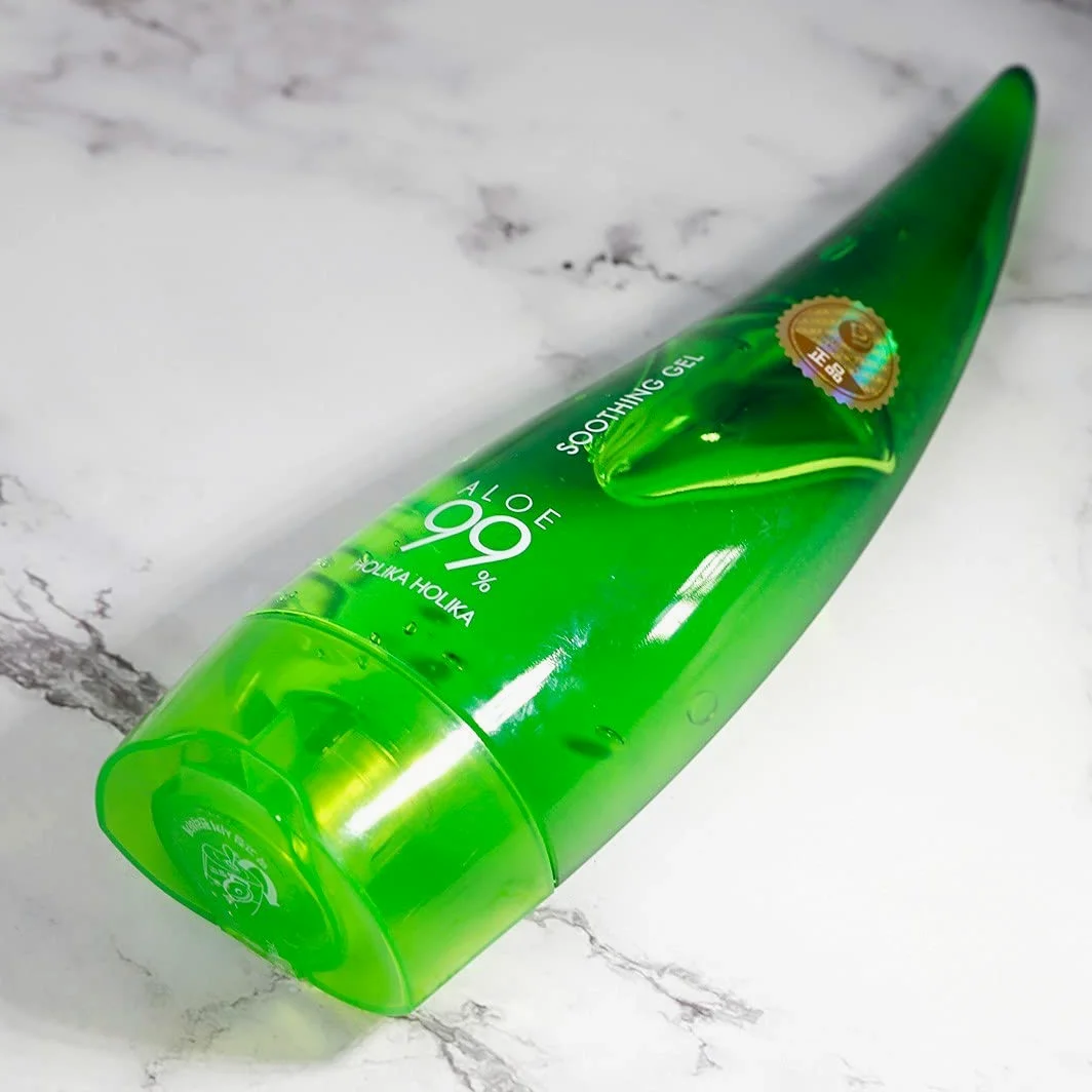 HOLIKA HOLIKA Pack de 2 Geles de Aloe Vera 99% Soothing Gel 250ml, Gel De Baño Calmante E Hidratante Aloe Vera 99%. Cuidado de la Piel, no daña. Todo tipo de pieles.