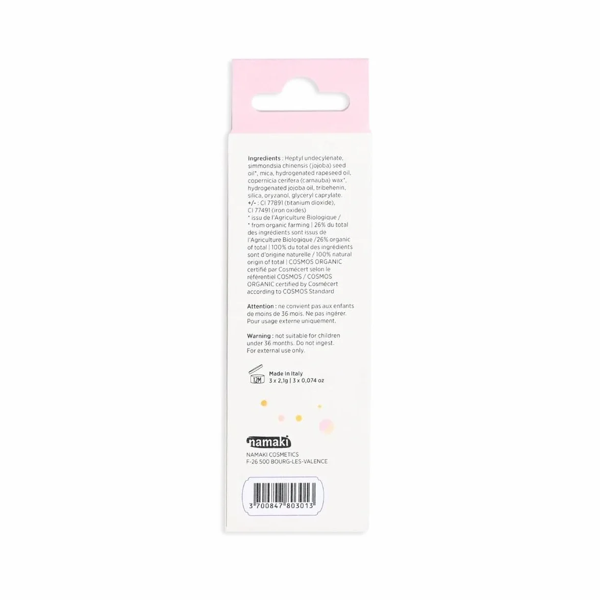 Lápices de maquillaje para niños con lentejuelas Jumbo Bio - Cobre, Oro, Rosa - Certificados Cosmos Organic - Namaki