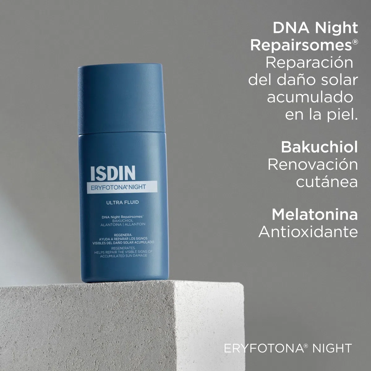 ISDIN Eryfotona Night, Serum Facial de noche, Repara y Previene el Daño Solar en la Piel y Promueve su Regeneración, Acción Antioxidante, 50 ml