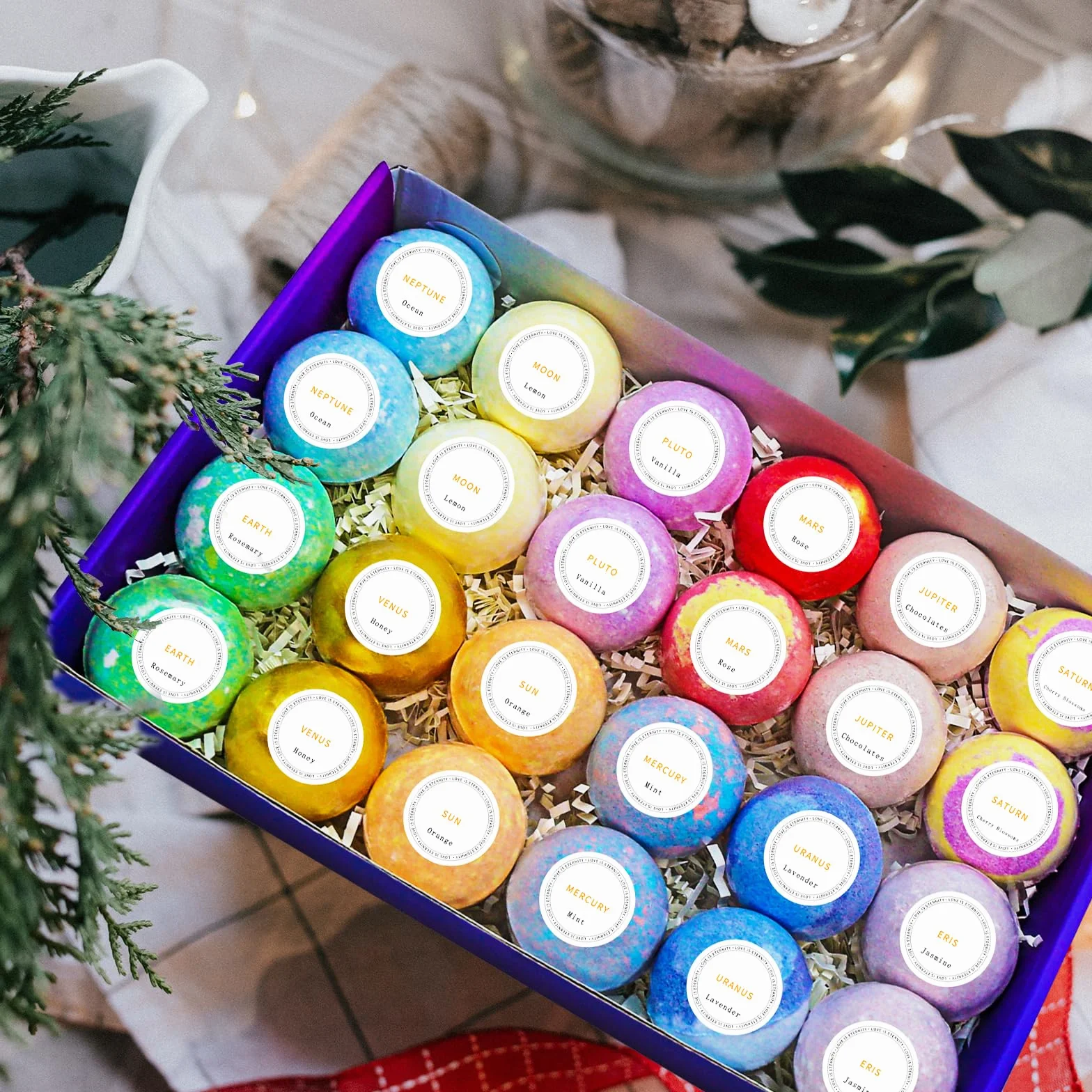 Fafamara 24 piezas de bombas de baño de regalo, bolas de baño ecológicas con ingredientes naturales para ella/él/novia/esposa para cumpleaños y Pascua