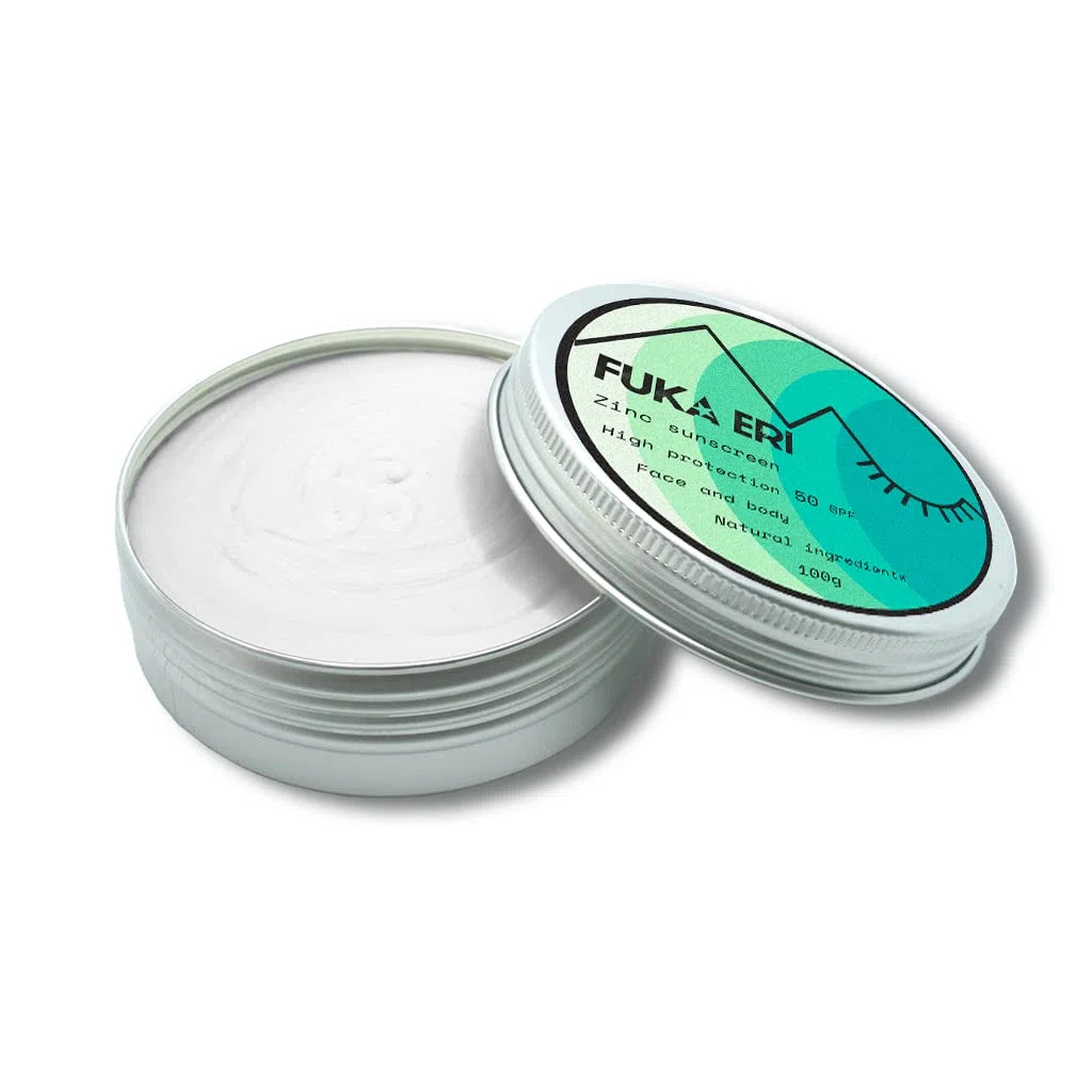 Protector Solar Mineral SPF50 con Óxido de Zinc No Nano – Resistente al Agua y Sudor – Protector solar facial y corporal – 100g | FUKA ERI