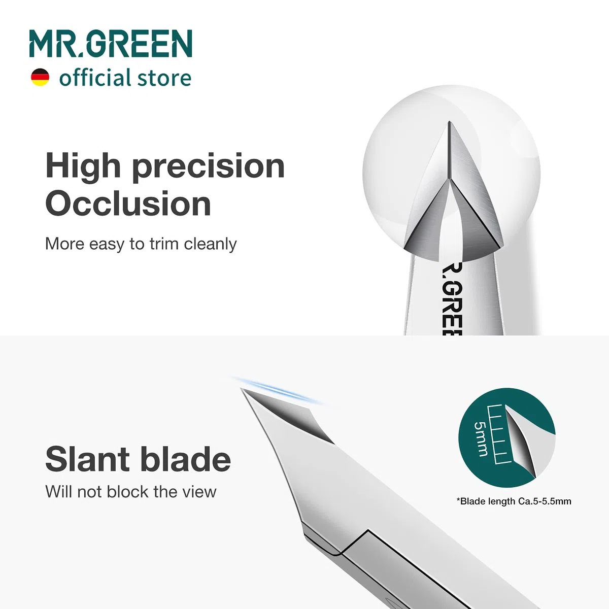 MR.GREEN Profesionales Tijeras para Cutículas y Empujador de Cutículas de Acero Inoxidable Manicura Set para Salón y Hogar(Color Titanio+Empujador)