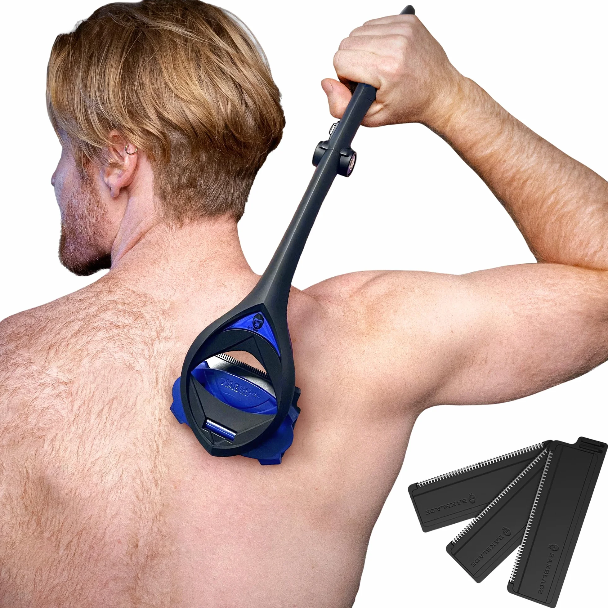 BakBlade Afeitadora de Espalda Masculina, Mango Extralargo de 58,4 cm para un Afeitado Apurado e Indoloro | La Rasuradora Espalda para Hombre Definitiva con + 3 Cuchillas Desechables de Recambio