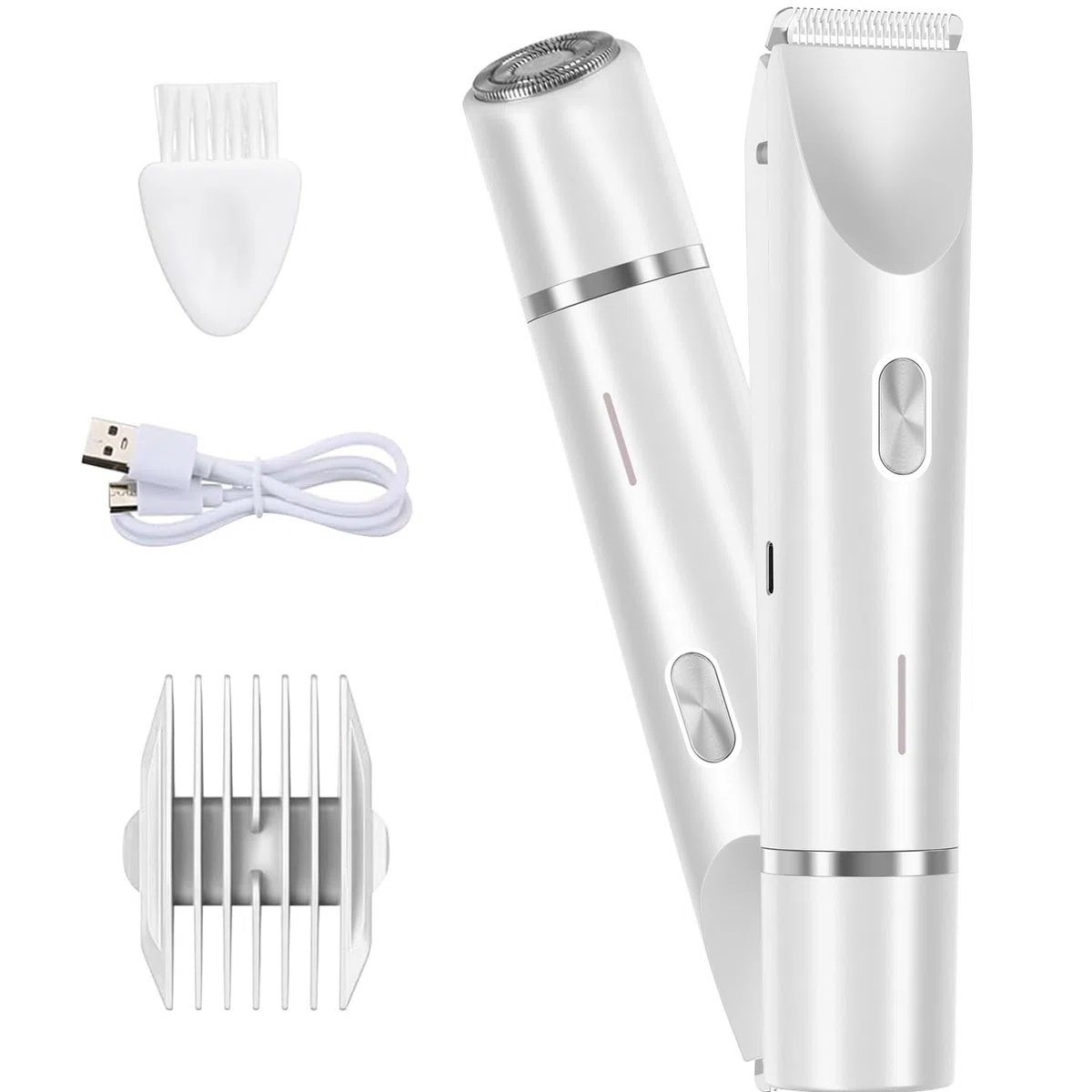 Afeitadora Mujer, 2 en 1 Rasuradora, Impermeable IPX7 Recortadora Mujer zona Intima, Impermeable, Recargable, para Cuerpo, Cara, Uso Húmedo y Seco