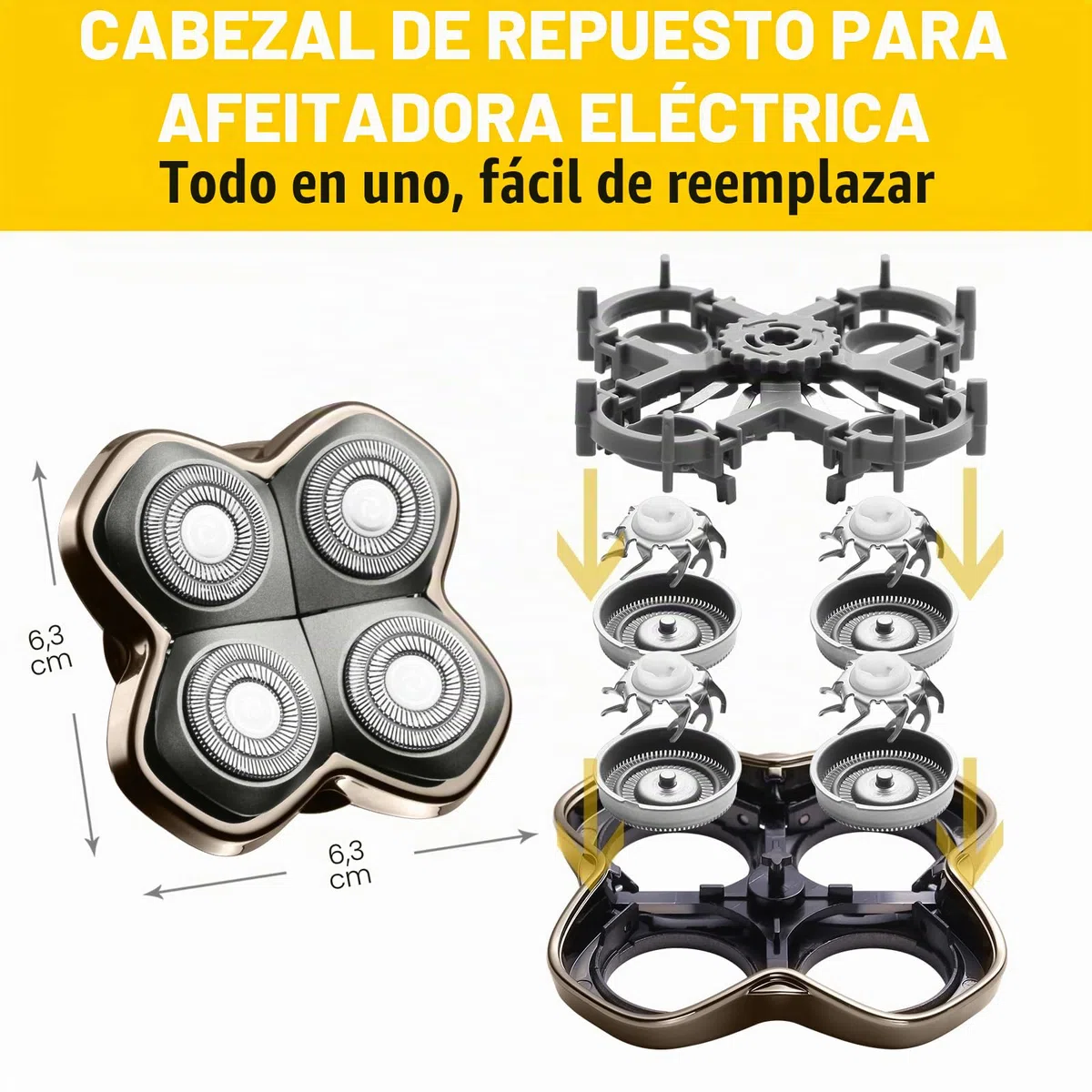 Cabezales de repuesto Pro 4 para afeitadoras Pitbulls Gold, Silver, Platinum y Butterfly Kiss