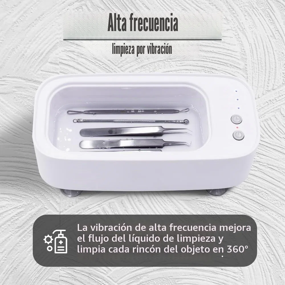 Pinkiou Esterilizador de bandeja, esterilización recargable por vibración, caja esterilizadora germicida por inmersión salón de belleza manicura herramientas para el cabello