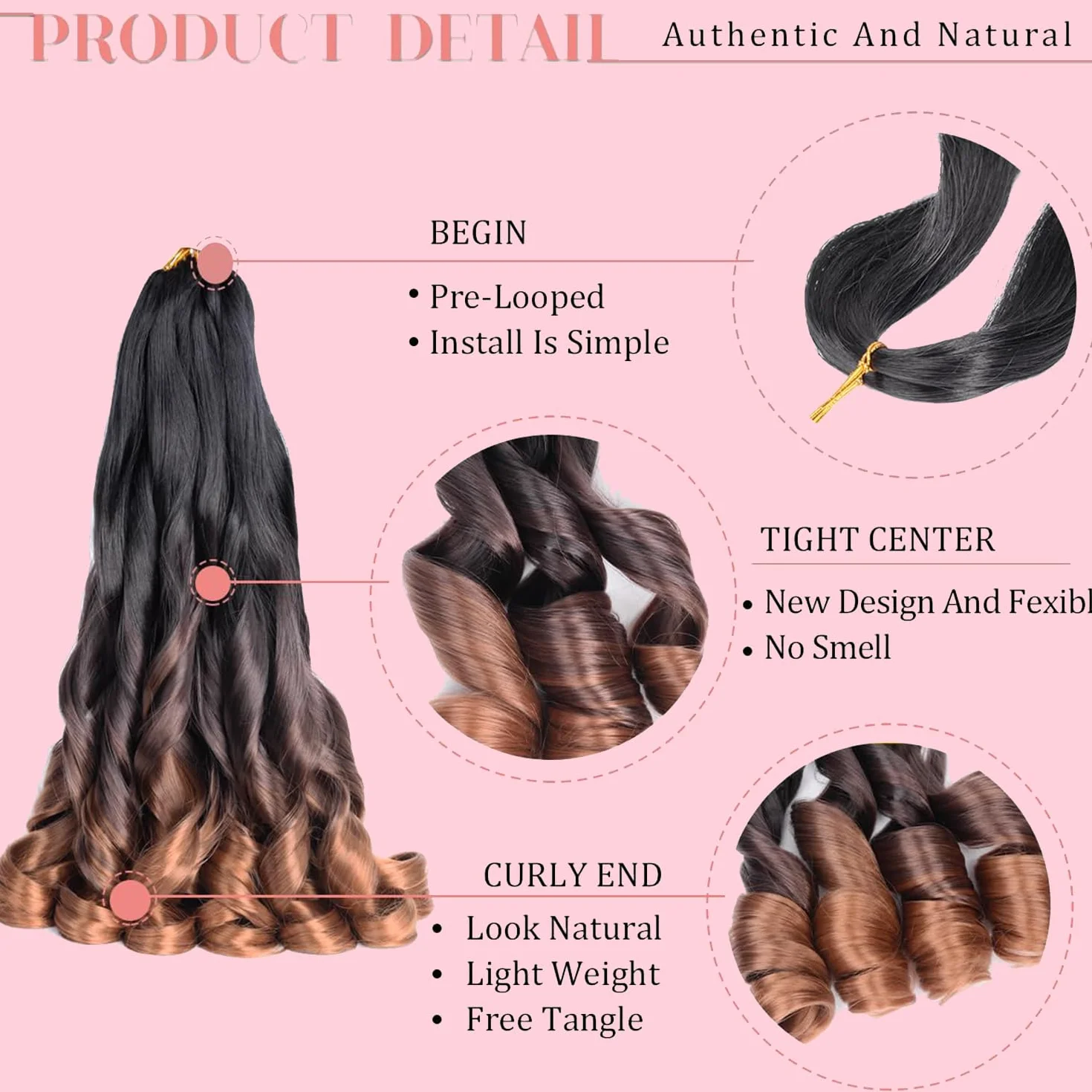 French Curl Braiding Hair 24 Inch 8 Packs Pre Stretched Loose Wave Bouncy Braiding Hair Spanish Curly Ends Synthetic Hair Extensions for Braiding（1B/33/30）