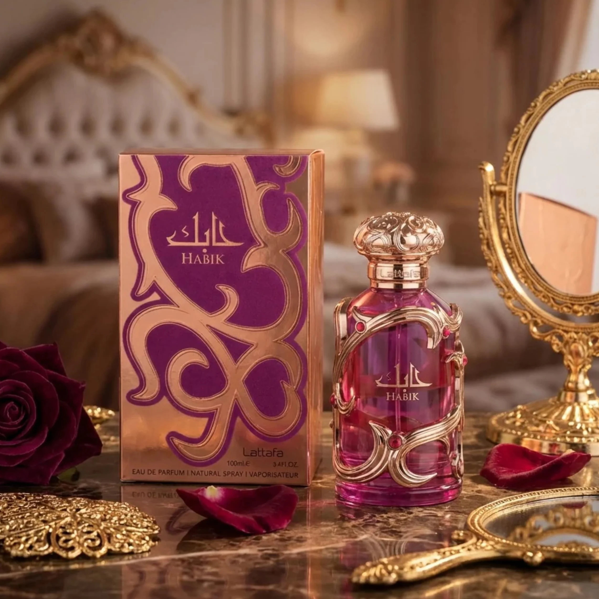 Lattafa Habik - Floral, afrutado, fresco, almizclado, Eau de Parfum, Spray, Fragancia duradera para mujer, 100 ml