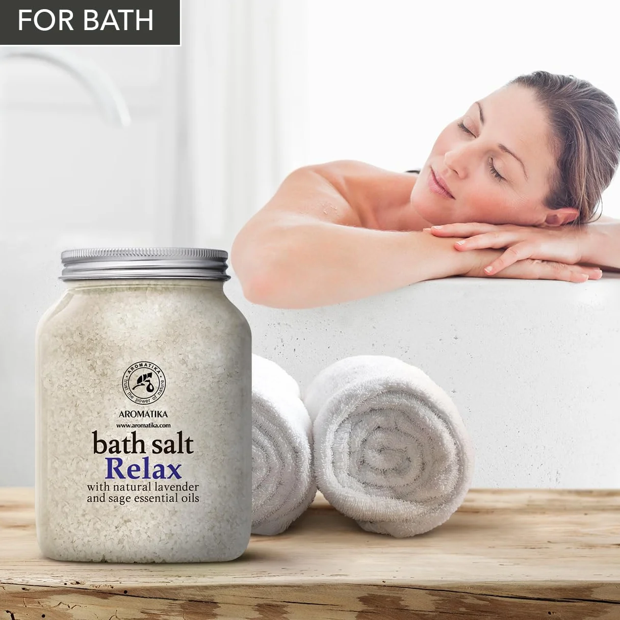 Sales de Baño Relajantes 1300g con Aceite Esencial de Lavanda y Salvia - Poseen Propiedades Beneficiosas para Lograr un Buen Descanso y Reducir el Estrés - Cuidado Corporal - Baños Relajante