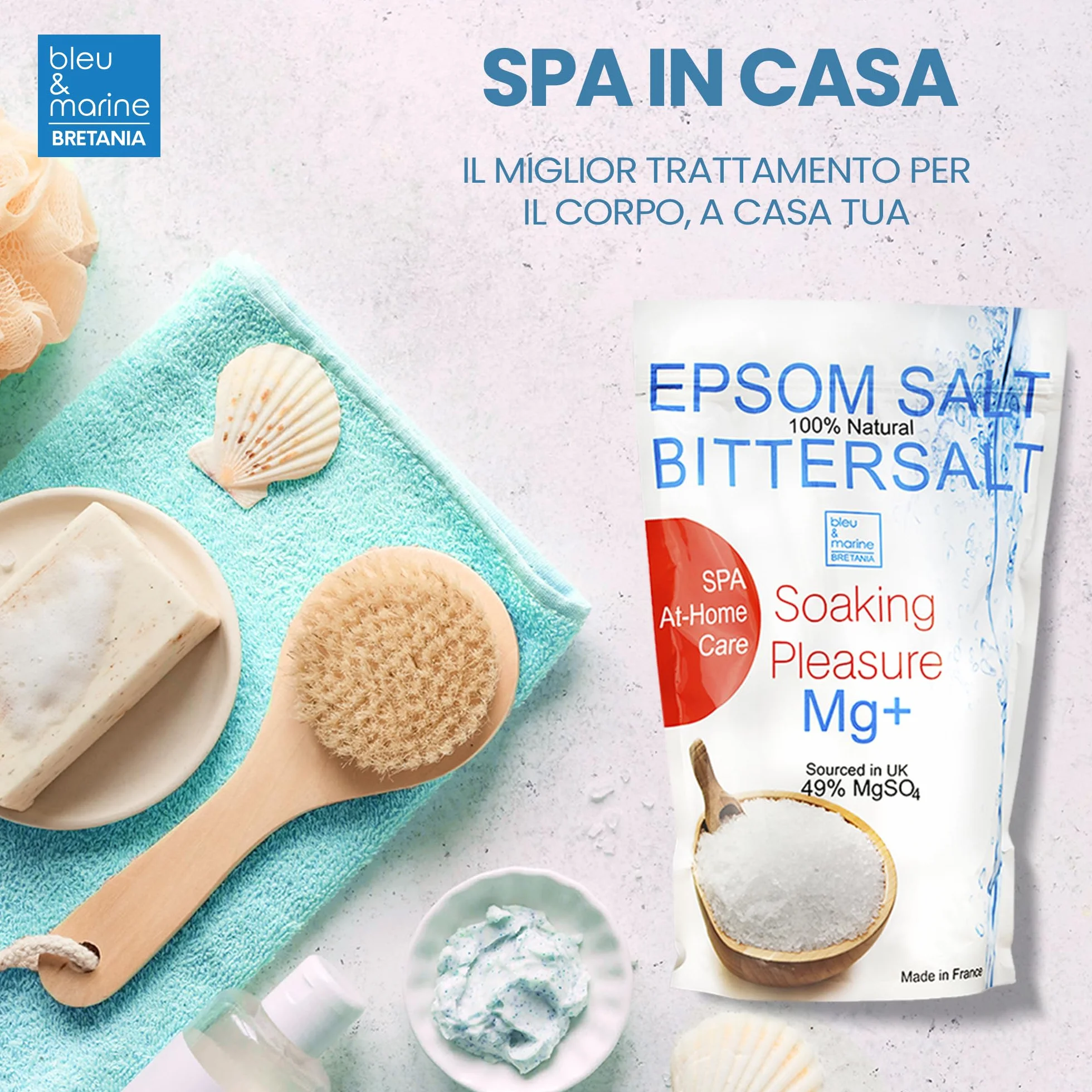 Magnesio, Sales de Epsom Naturales: Para Baño de Pies y Exfoliación, Piernas Cansadas, Mejora la Circulación e Hidrata la Piel | Baño Muscular Deportistas, 2.5 kg