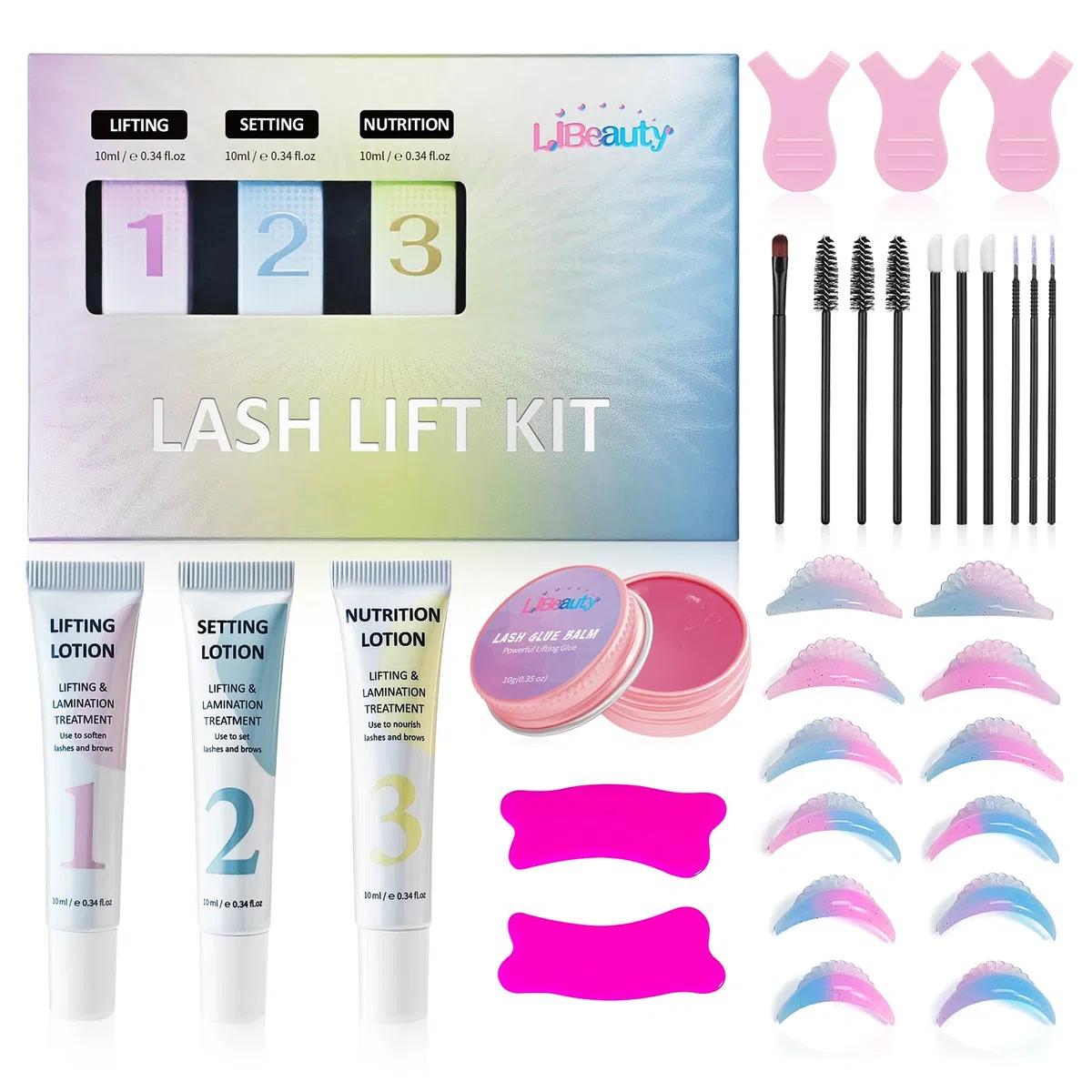 Libeauty Lifting Pestañas, 10ml Kit Lifting de Pestañas, Laminado de Cejas Kit Profesional, Diseño Tubular, Control Preciso de la Cantidad de Emulsión, Fácil De Almacenar, Kit de Laminación de Cejas