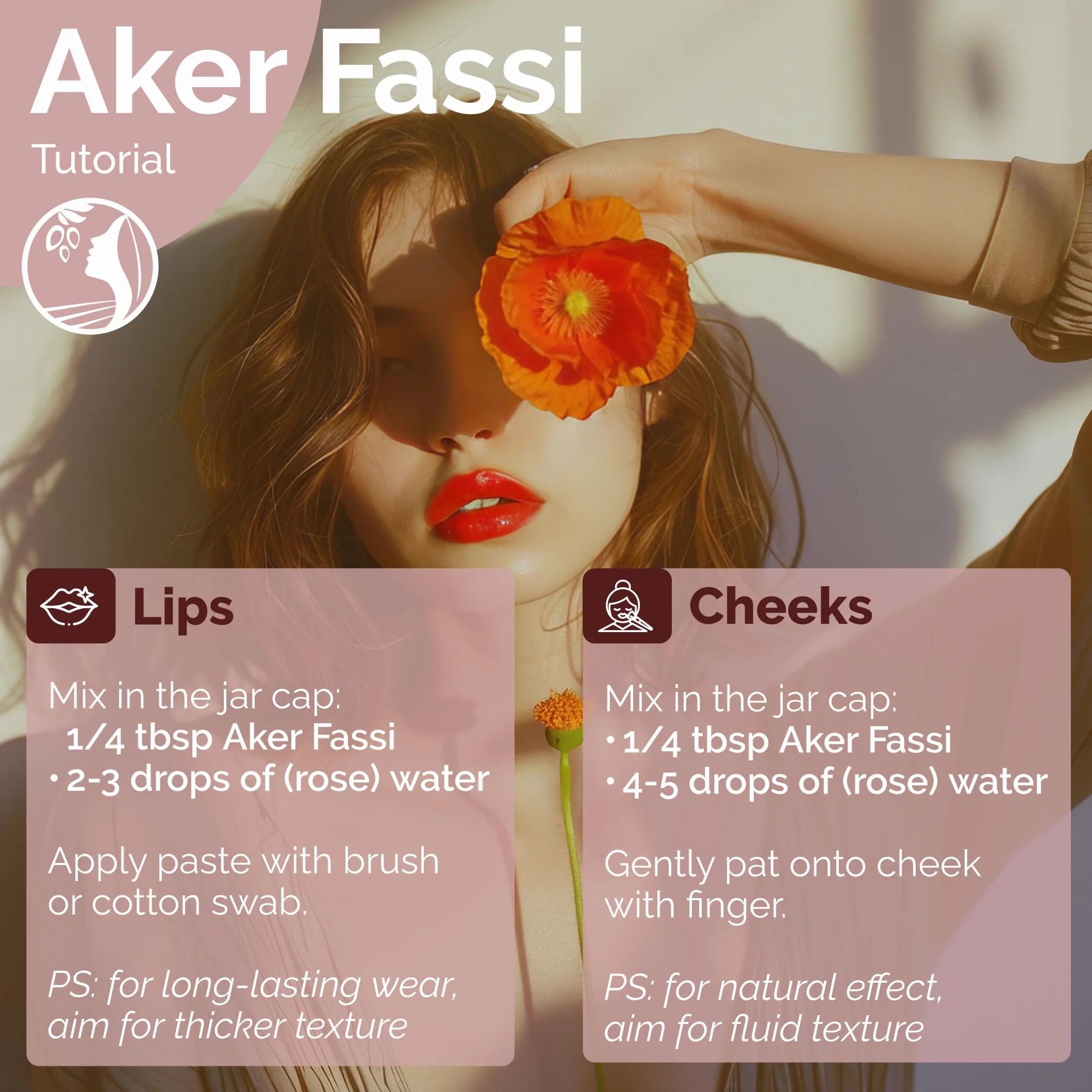 Fatima's Garden Polvo Natural Aker Fassi con Cáscara de Granada - Tinte Tradicional Marroquí para Labios y Mejillas 100g