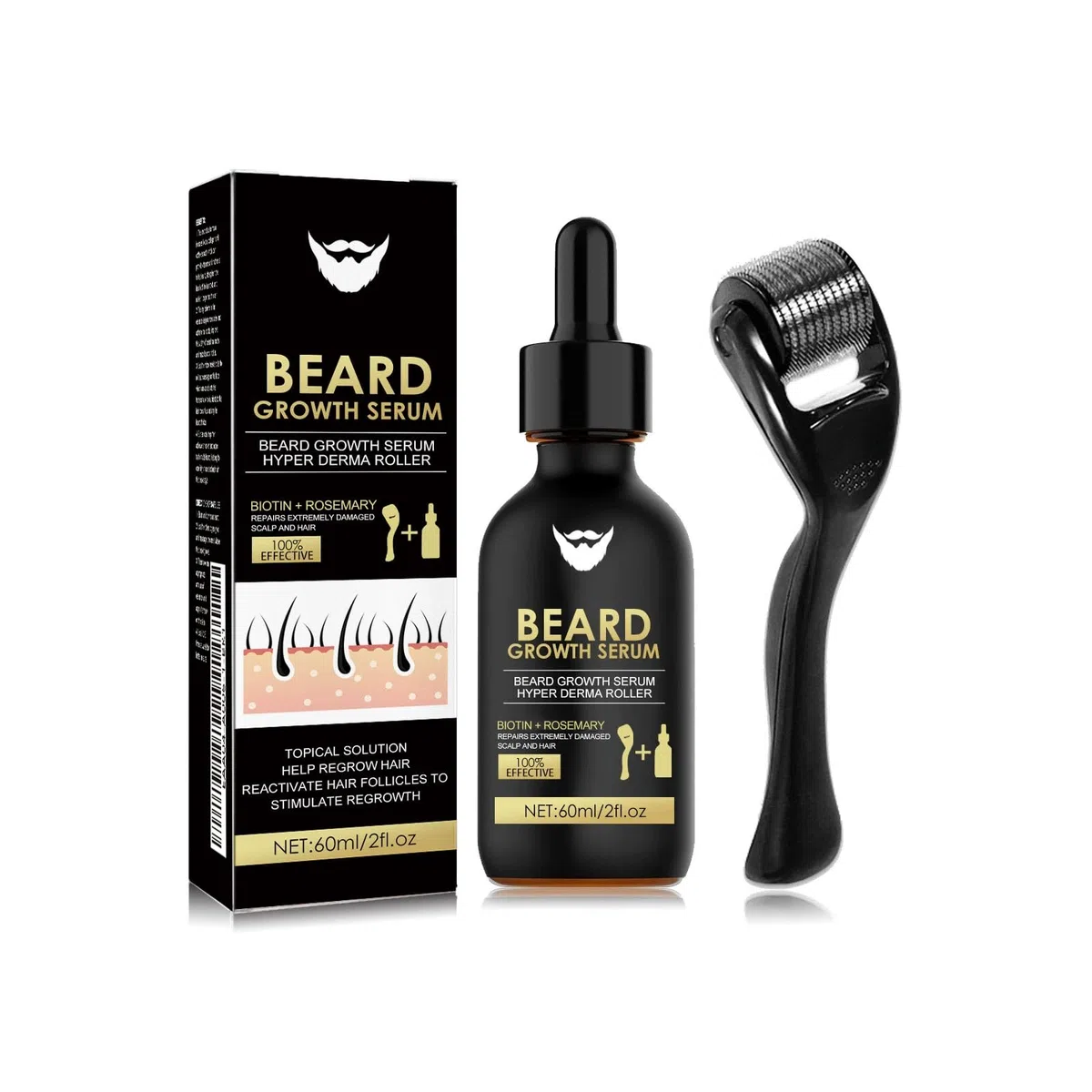 Cuidado para Barba Esencia Roller Set, Jimkply Cuidado Profundo para Barba Suave y Seda, Reduce Efectivamente el Encrespamiento y la Sequedad, Mejora Visiblemente la Textura y el Brillho de la Barba